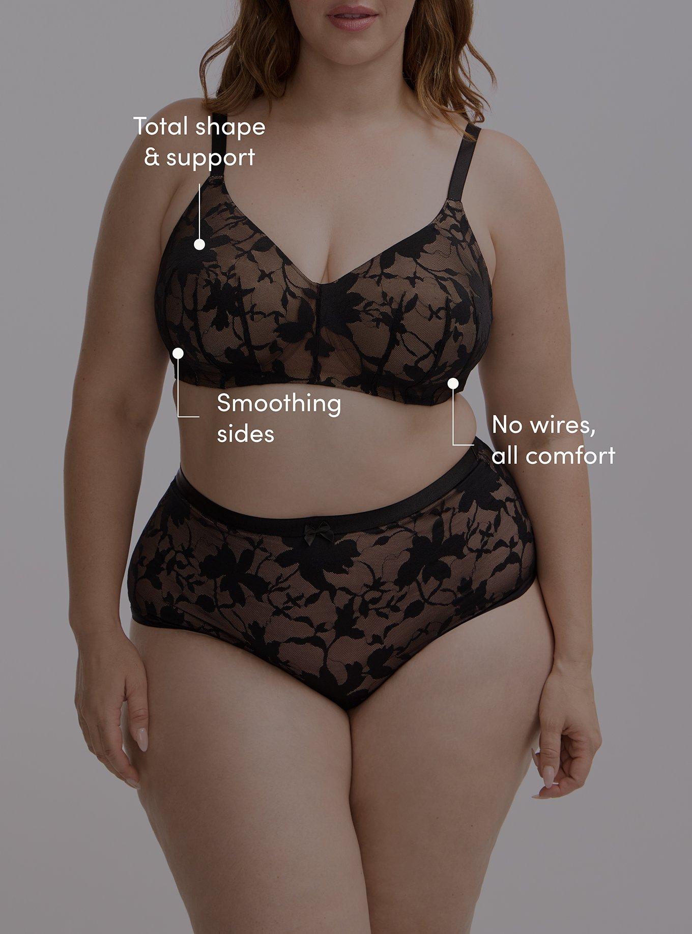 Wire-Free Lightly Lined Shadow Lace Smooth Bra, RICH BLACK, alternate