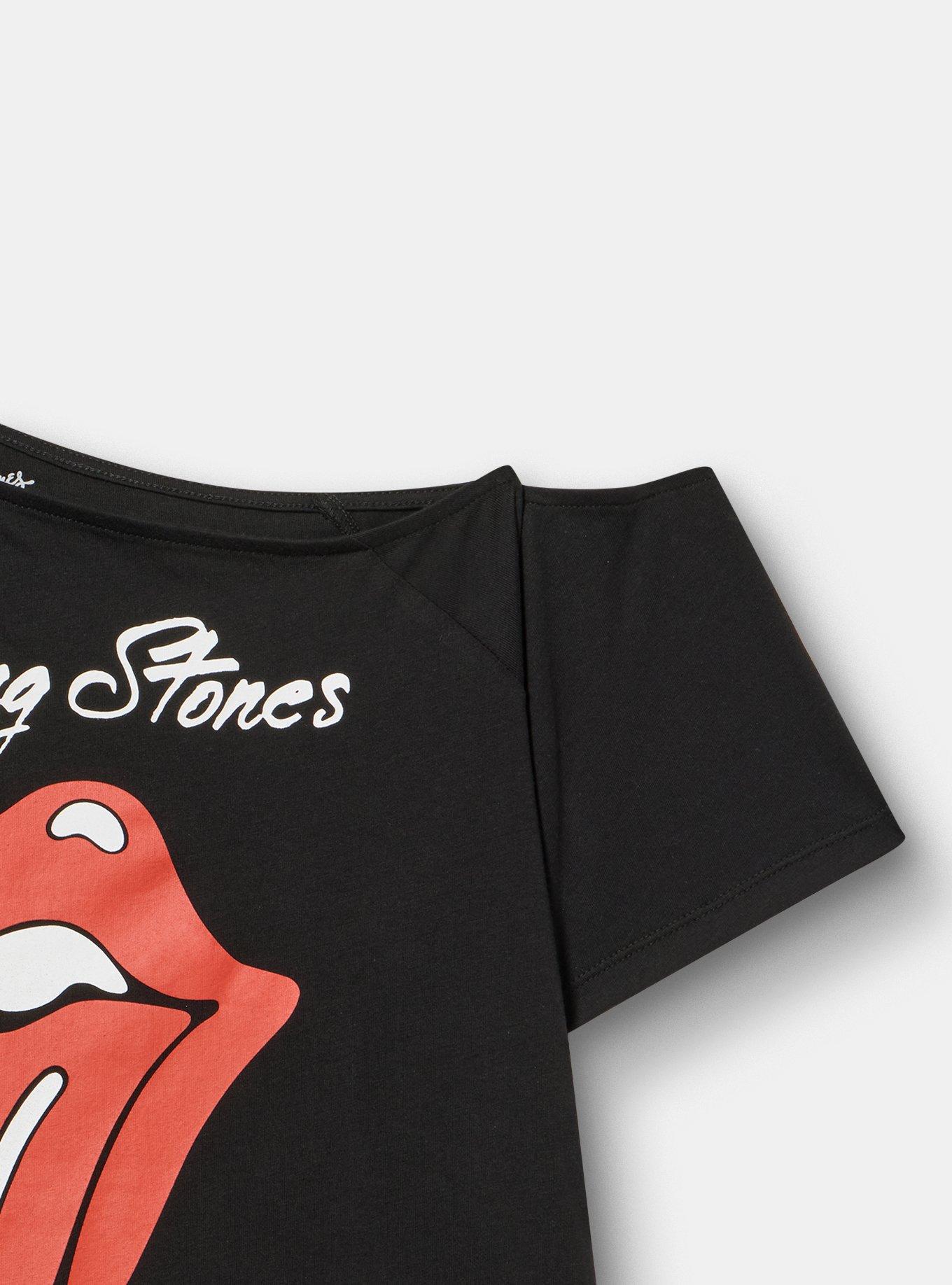 Rolling Stones Cotton Off Shoulder Tee, DEEP BLACK, alternate
