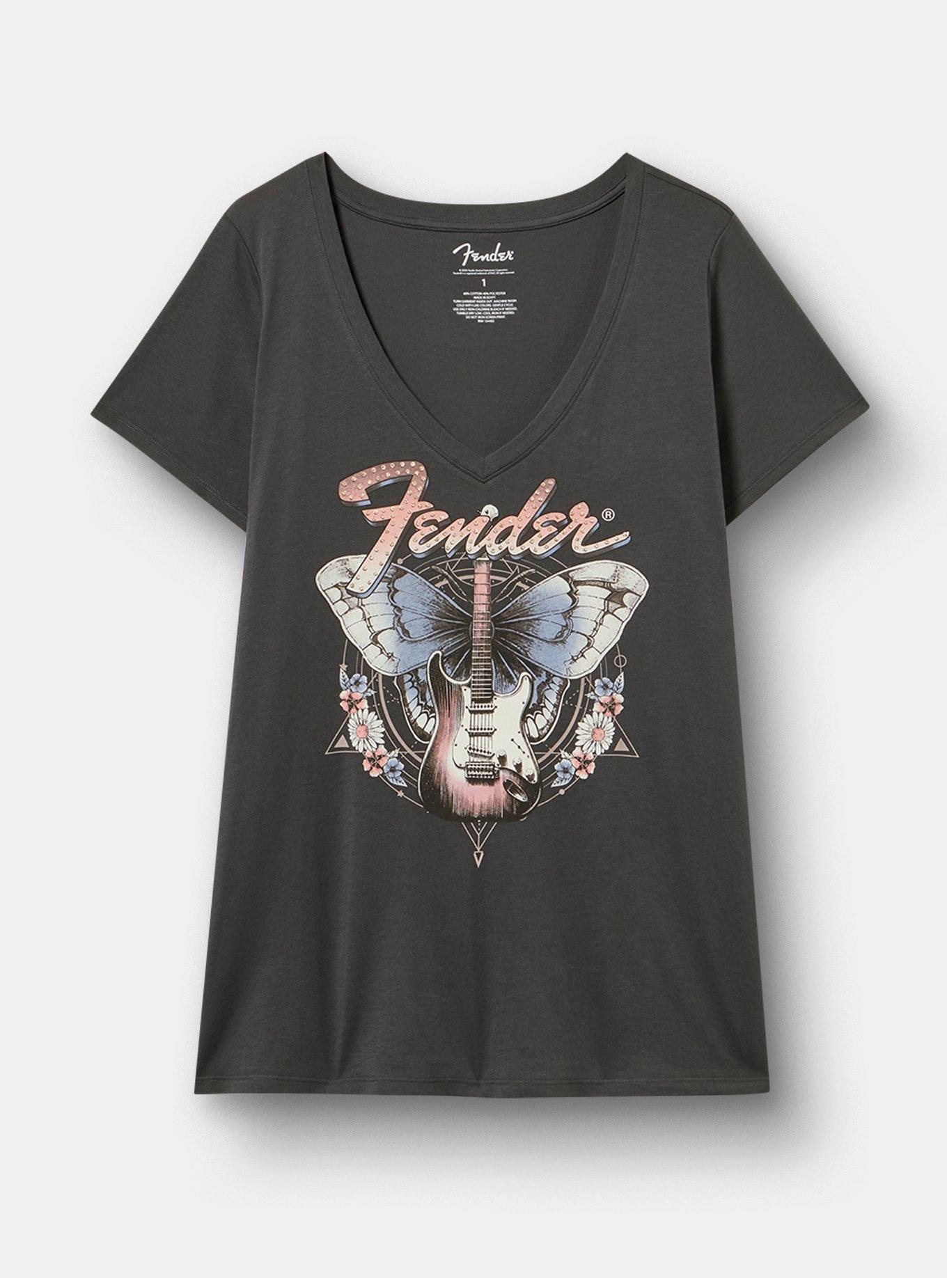 Fender Classic Cotton V-Neck Tee, VINTAGE BLACK, alternate