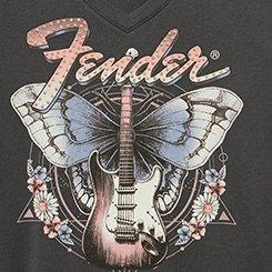 Fender Classic Cotton V-Neck Tee, VINTAGE BLACK, swatch