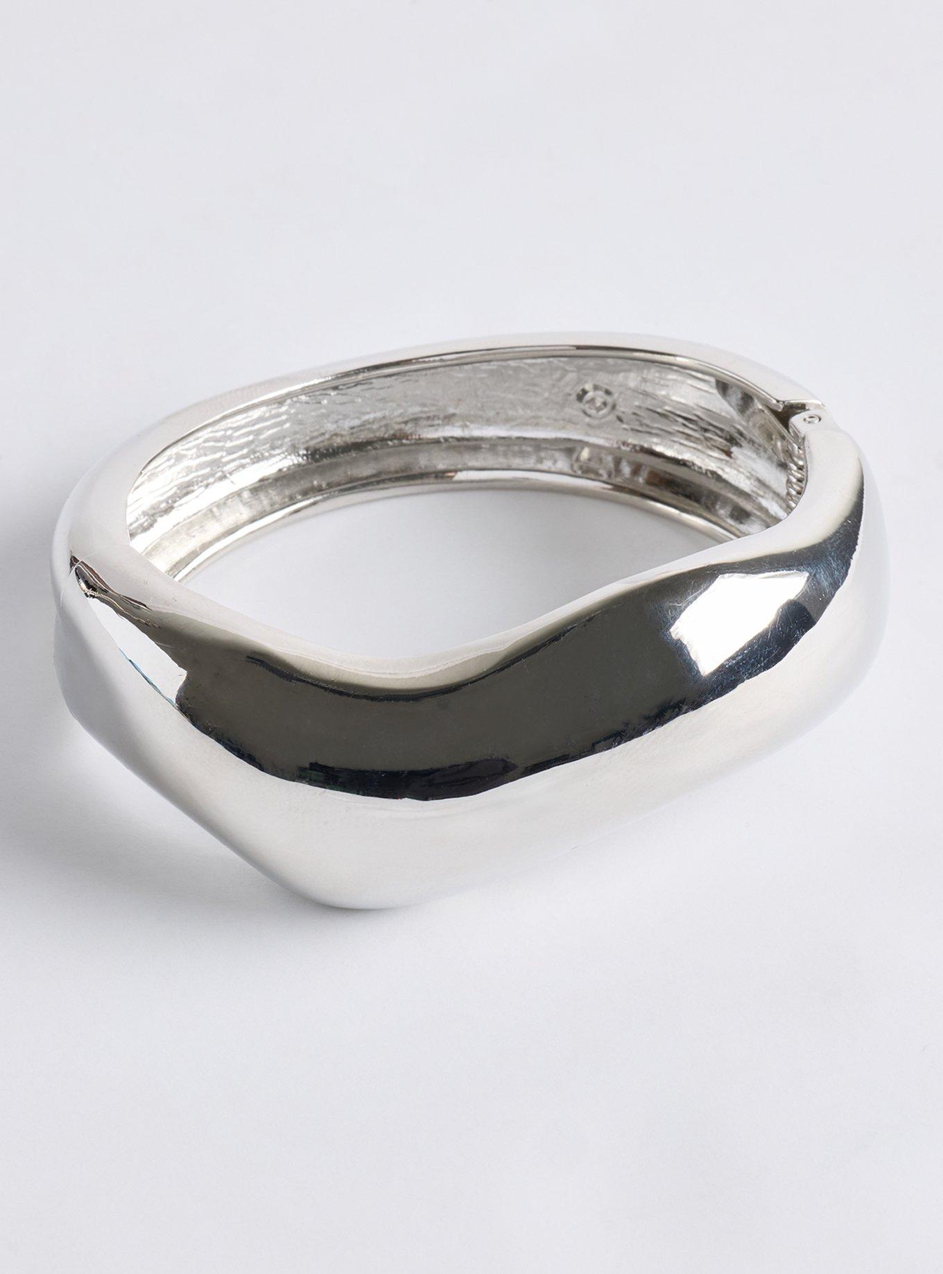 Curved Hinged Bangle, SILVER, alternate
