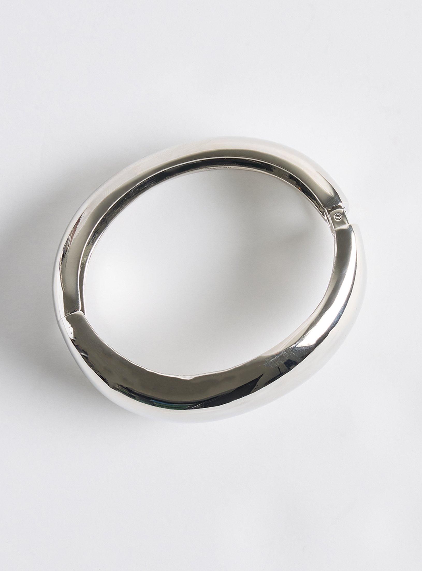 Curved Hinged Bangle, SILVER, hi-res