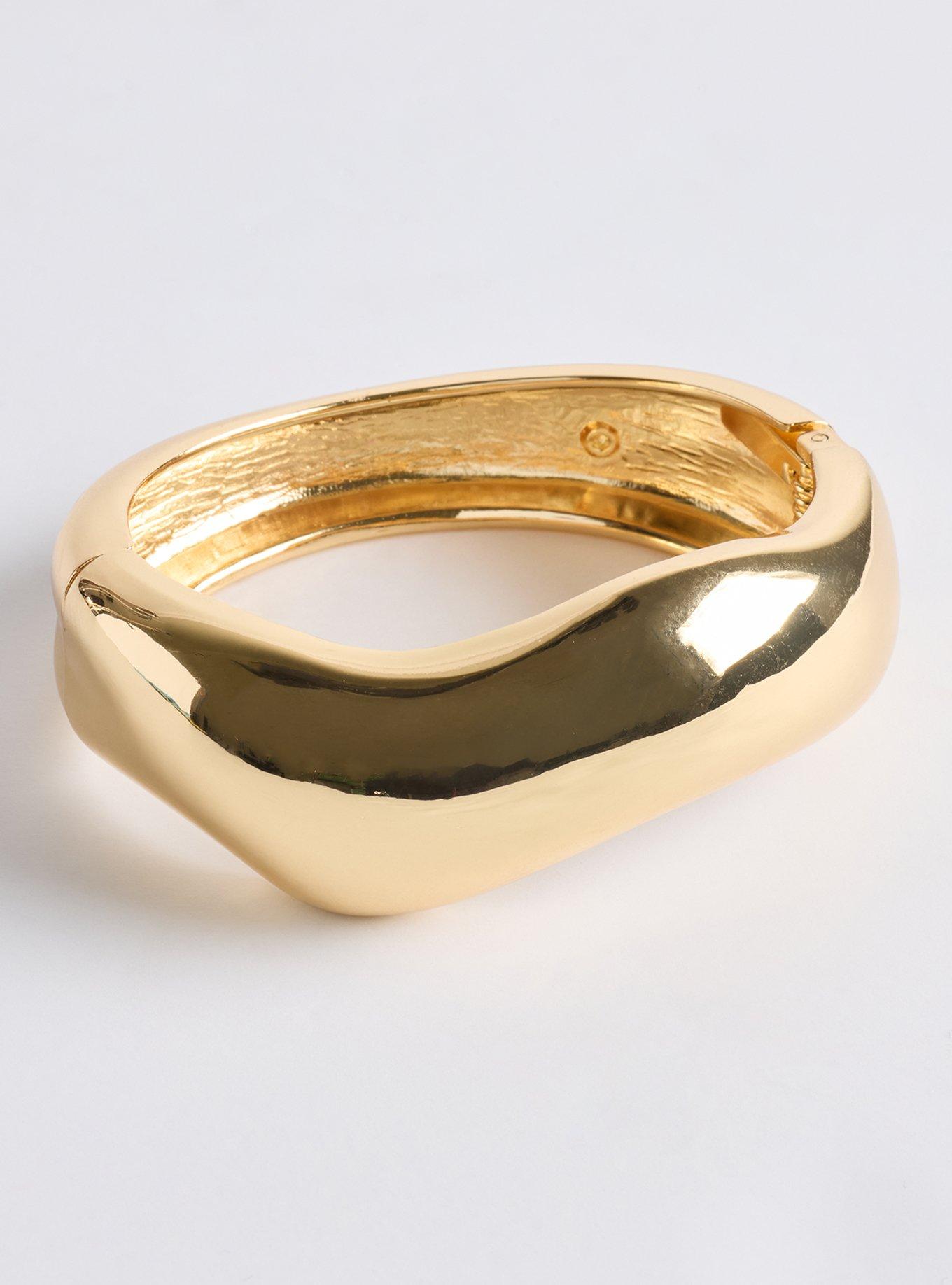 Curved Hinged Bangle, GOLD, alternate
