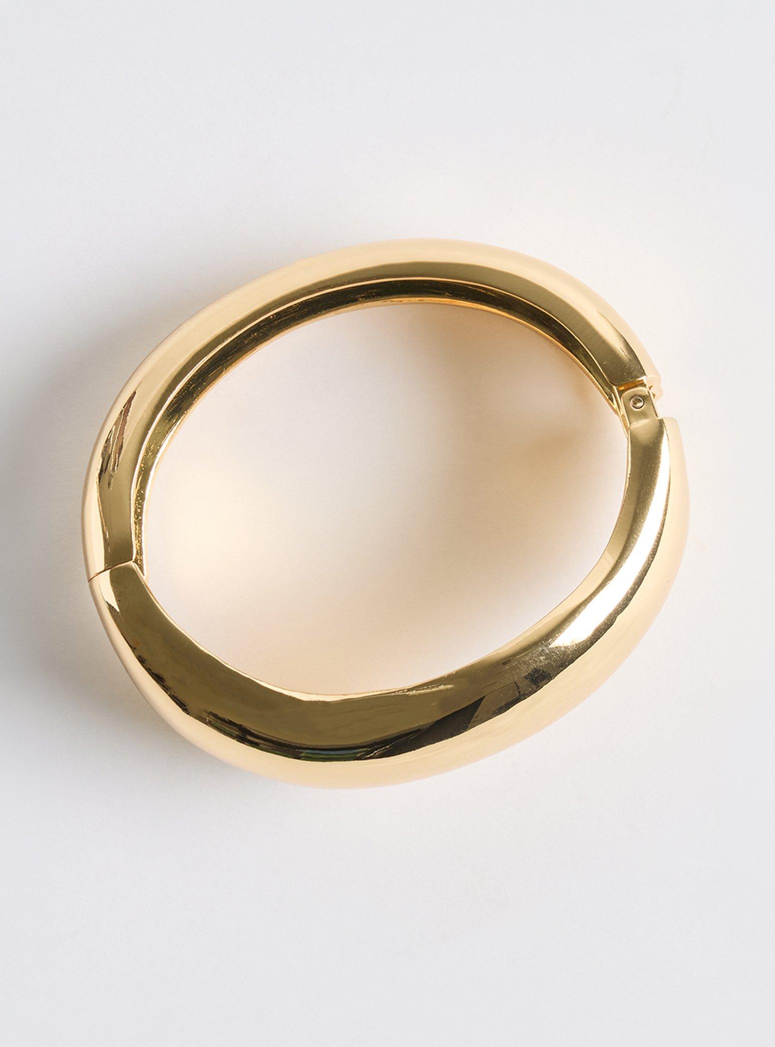 Curved Hinged Bangle, GOLD, hi-res