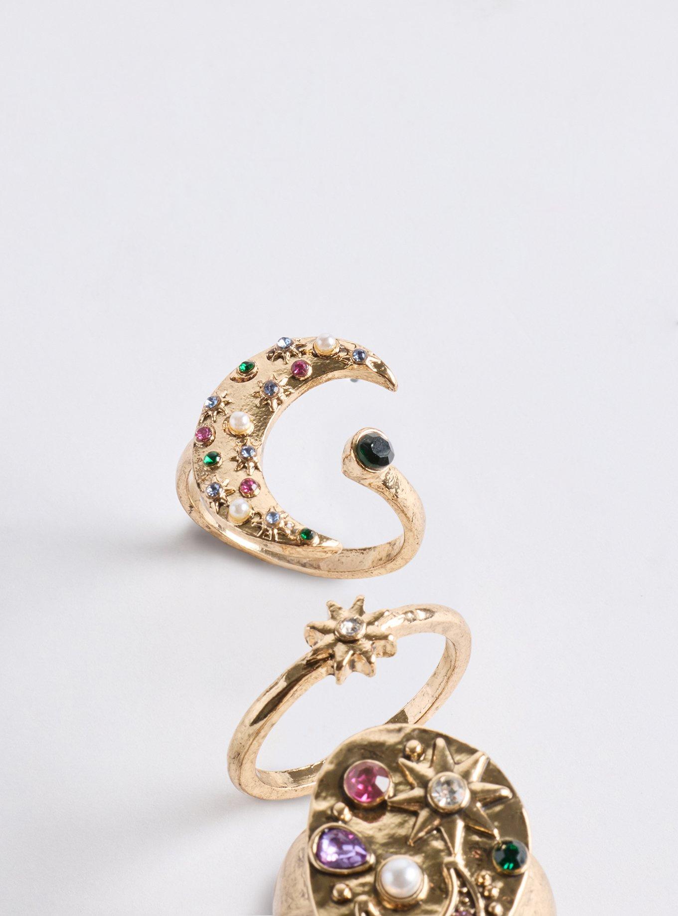 Celestial Statement Ring Set, GOLD, alternate