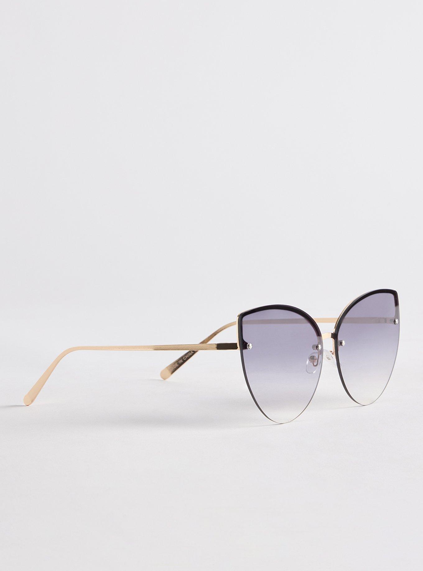 Plus Size Rimless Cat Eye Sunglasses, , alternate