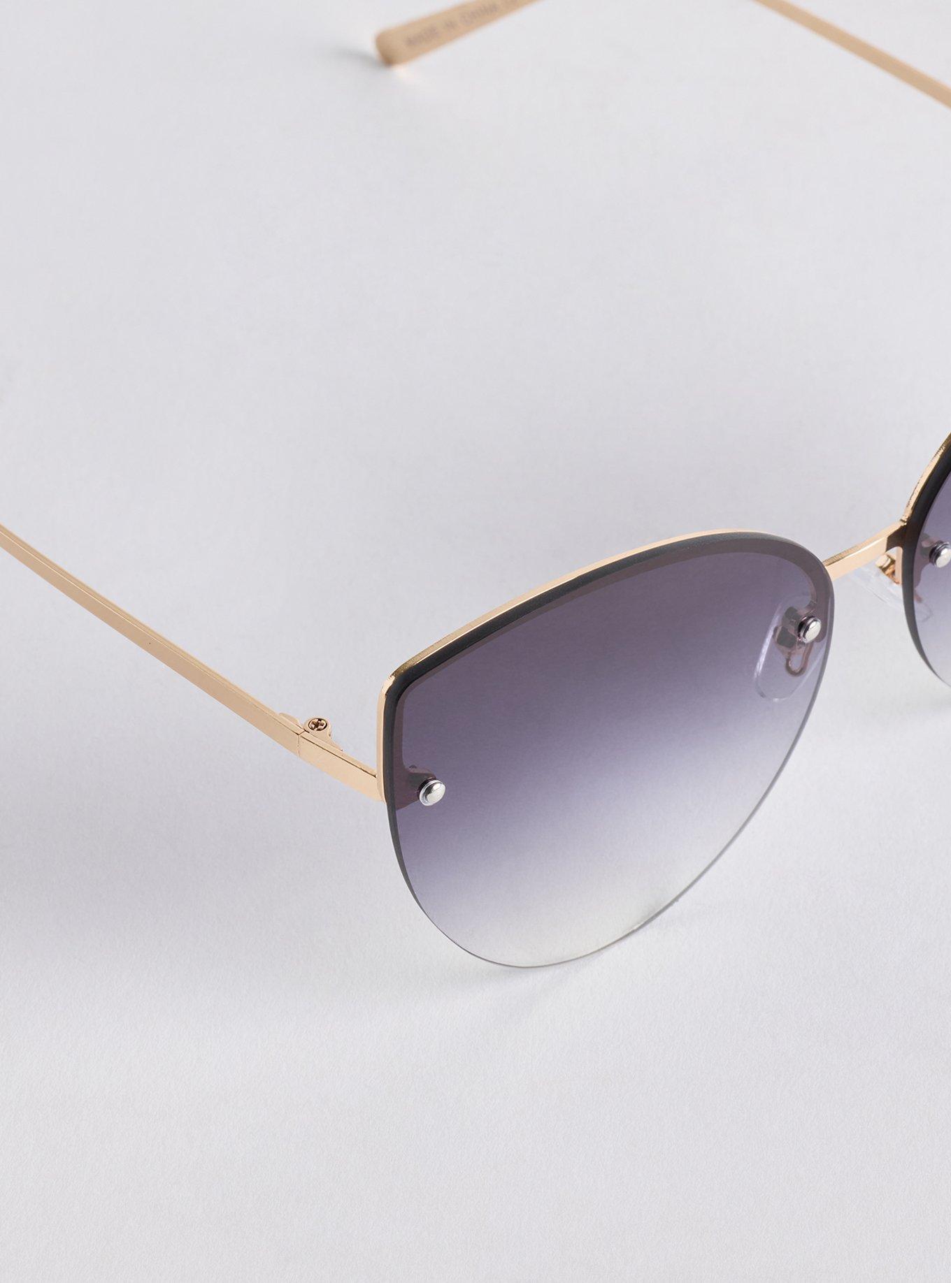 Plus Size Rimless Cat Eye Sunglasses, , alternate