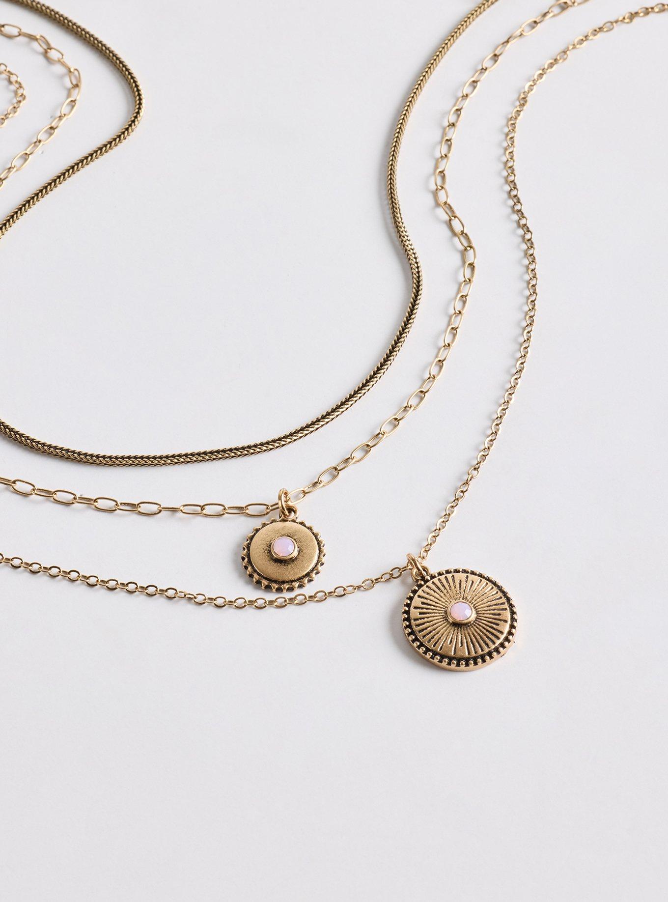 Antique Layered Pendant Necklace, , alternate