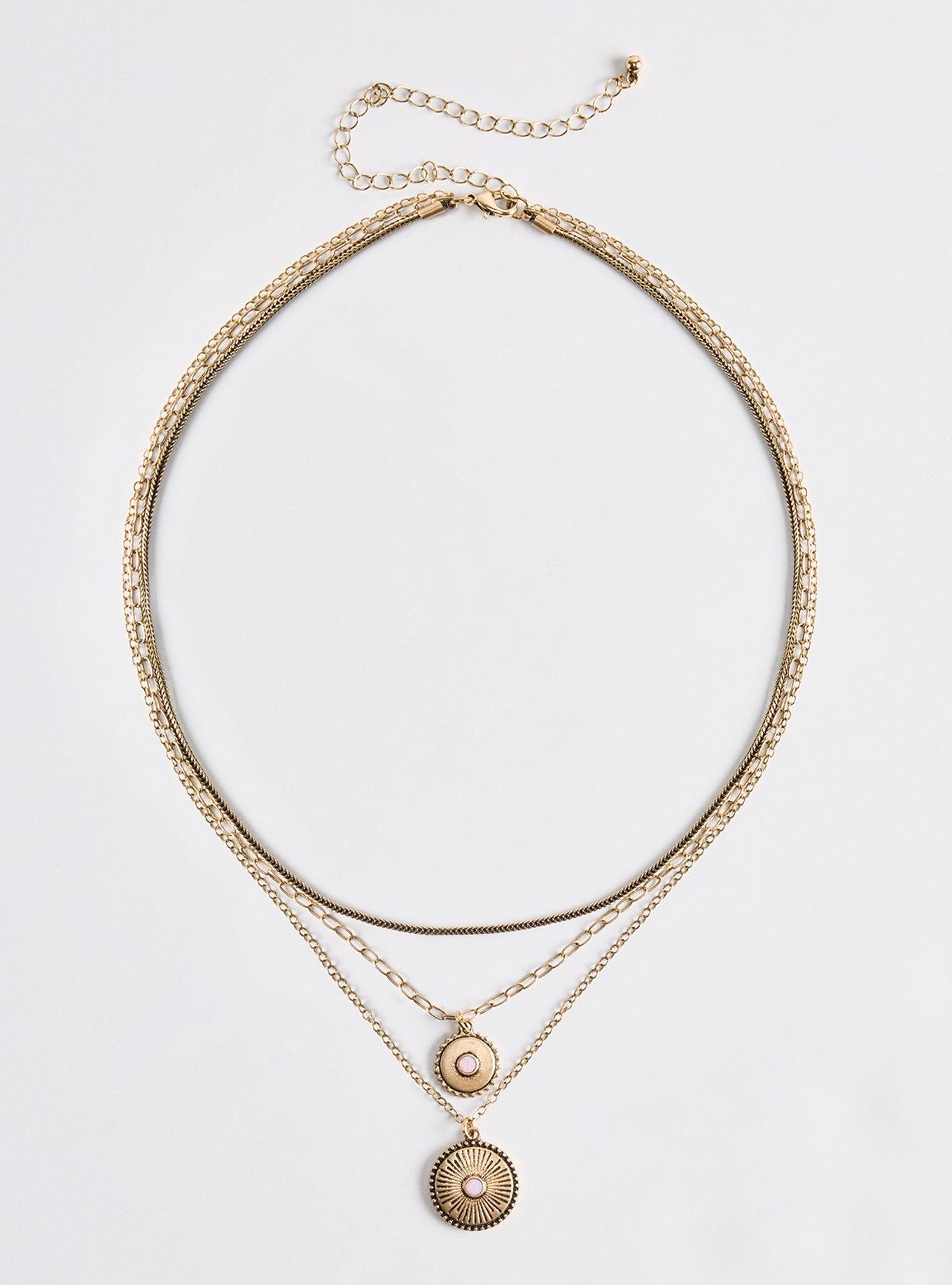 Antique Layered Pendant Necklace, , hi-res