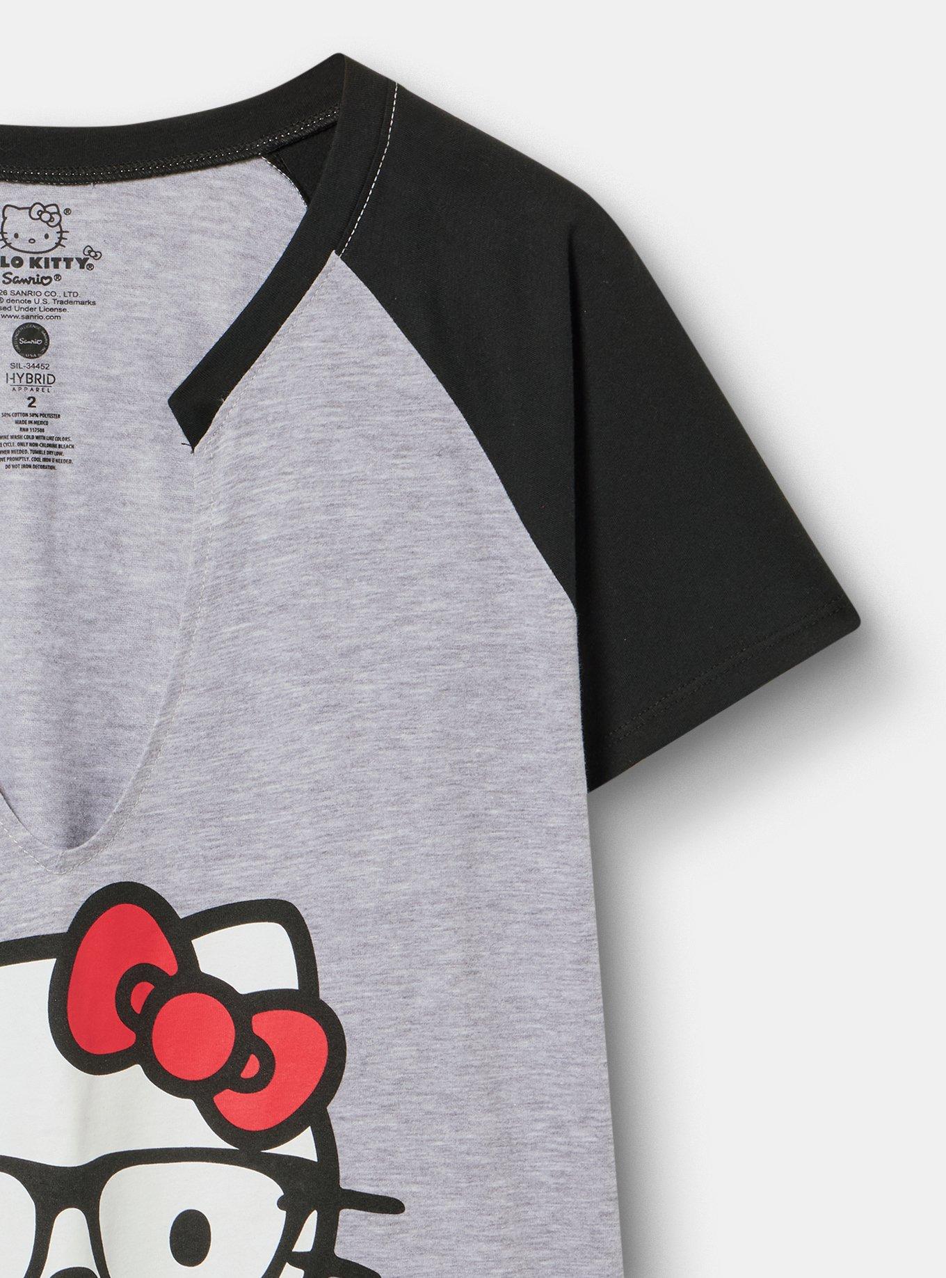 Hello Kitty Classic Cotton Notch Neck Raglan, HEATHER GREY, alternate