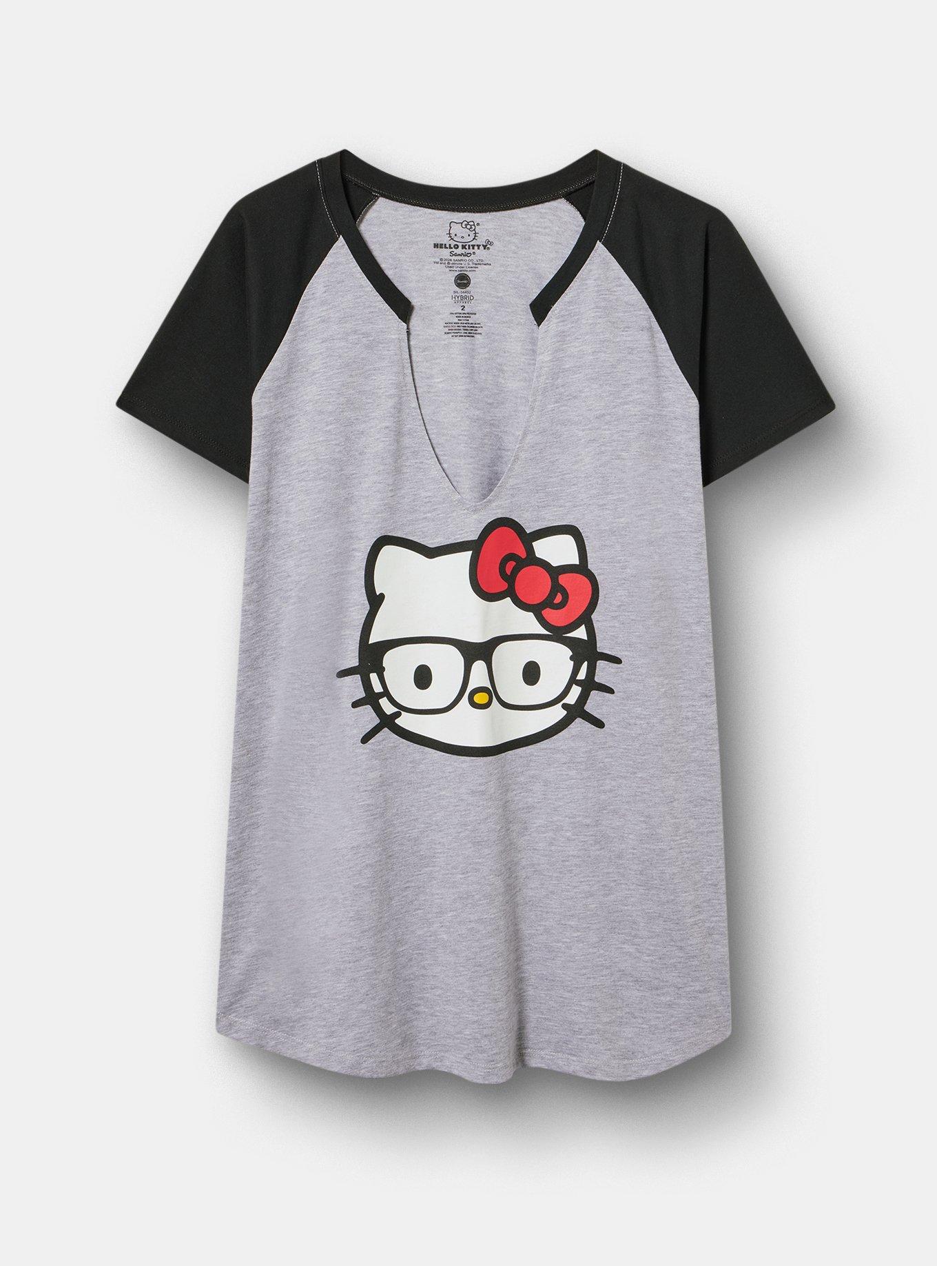 Hello Kitty Classic Cotton Notch Neck Raglan, HEATHER GREY, hi-res