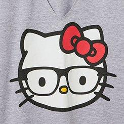 Hello Kitty Classic Cotton Notch Neck Raglan, HEATHER GREY, swatch