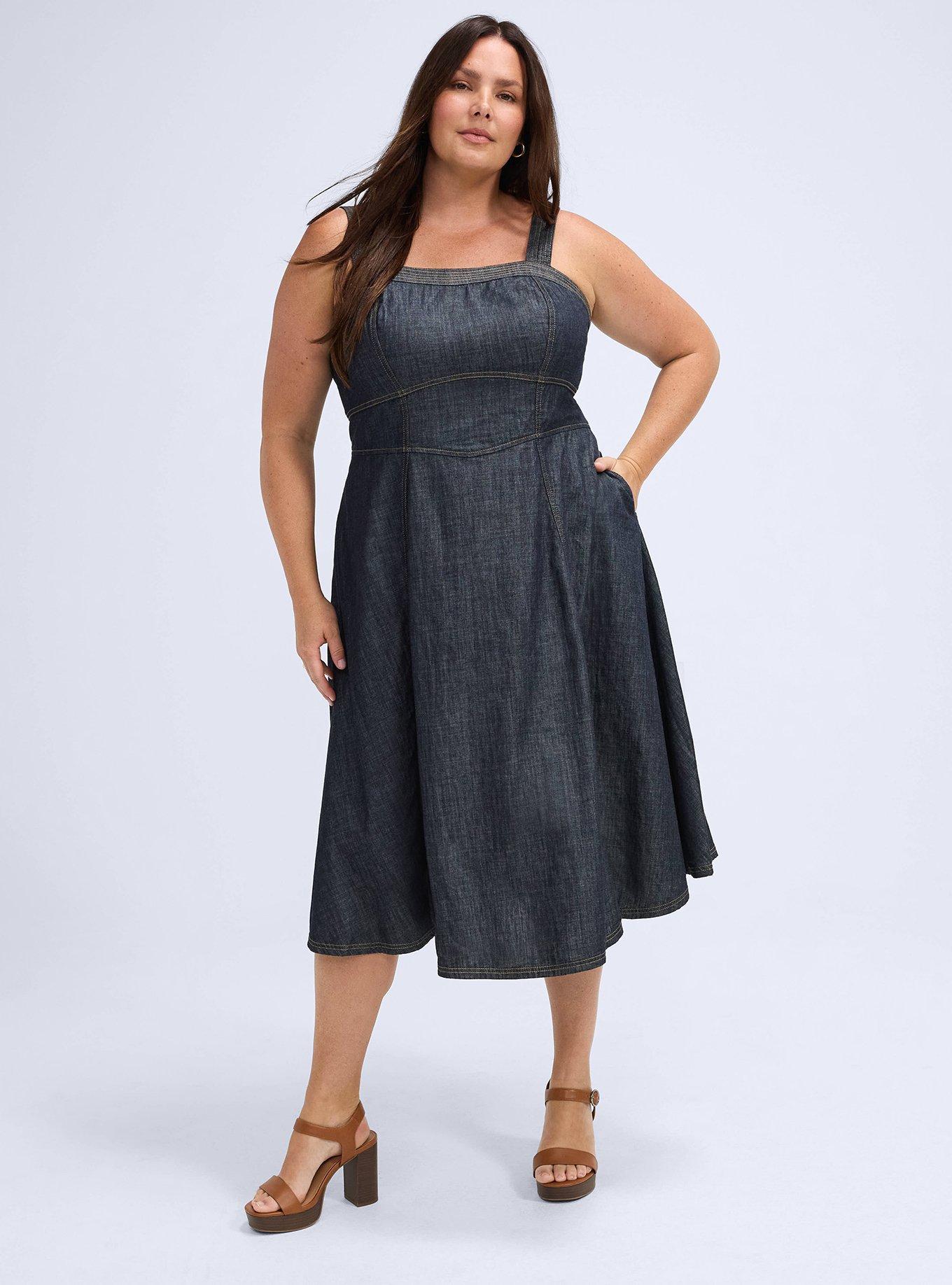 Belle Isle Smocked Denim Midi Dress, RINSE, alternate