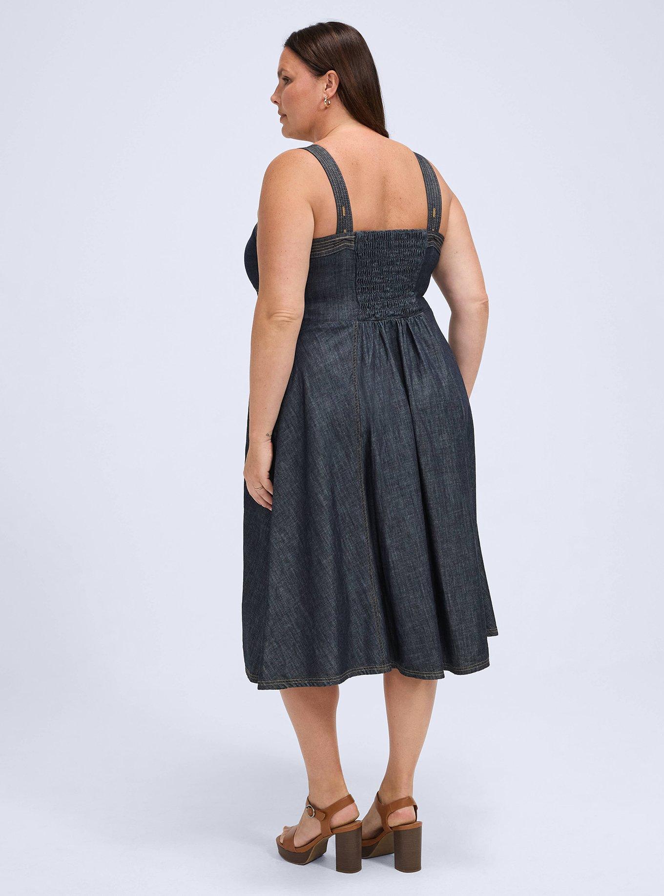 Belle Isle Smocked Denim Midi Dress, RINSE, alternate