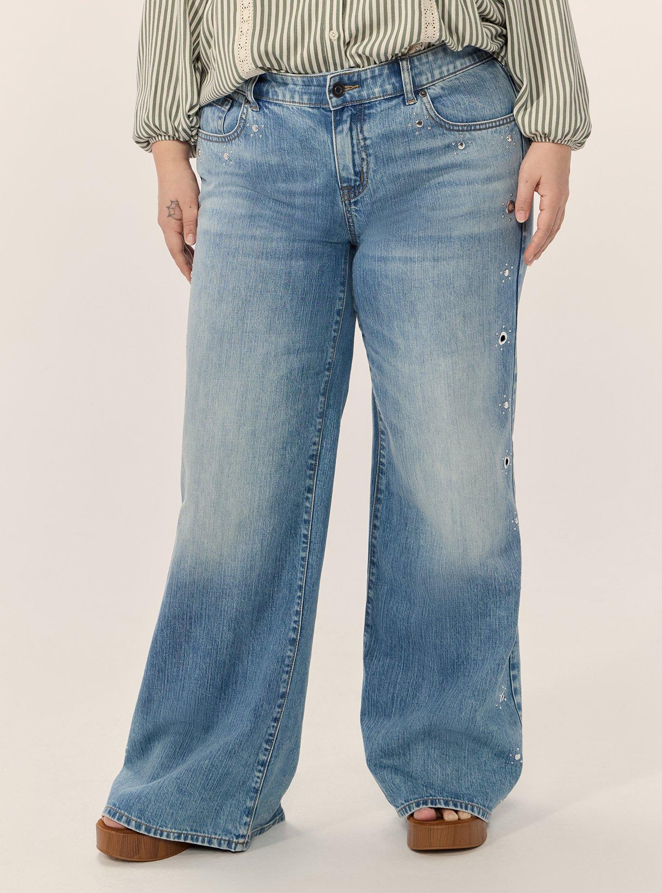 Festi Low-Rise Baggy Wide Leg Studded Jean, GARNET MOON, alternate