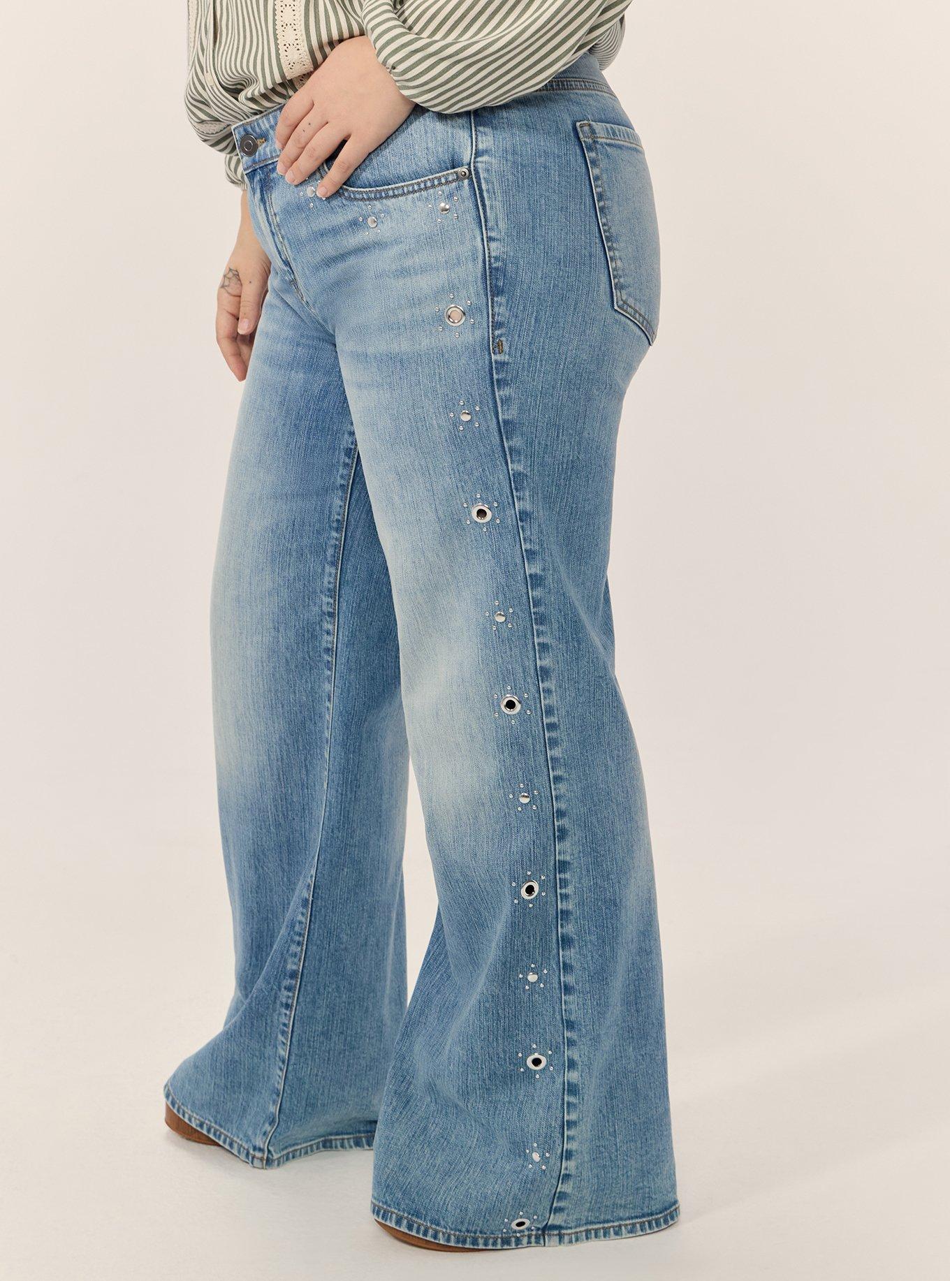 Festi Low-Rise Baggy Wide Leg Studded Jean, GARNET MOON, alternate