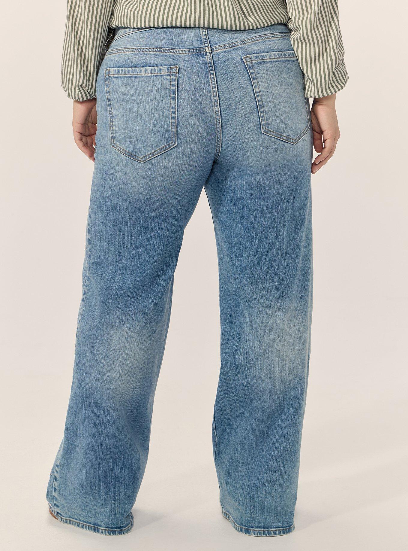 Festi Low-Rise Baggy Wide Leg Studded Jean, GARNET MOON, alternate