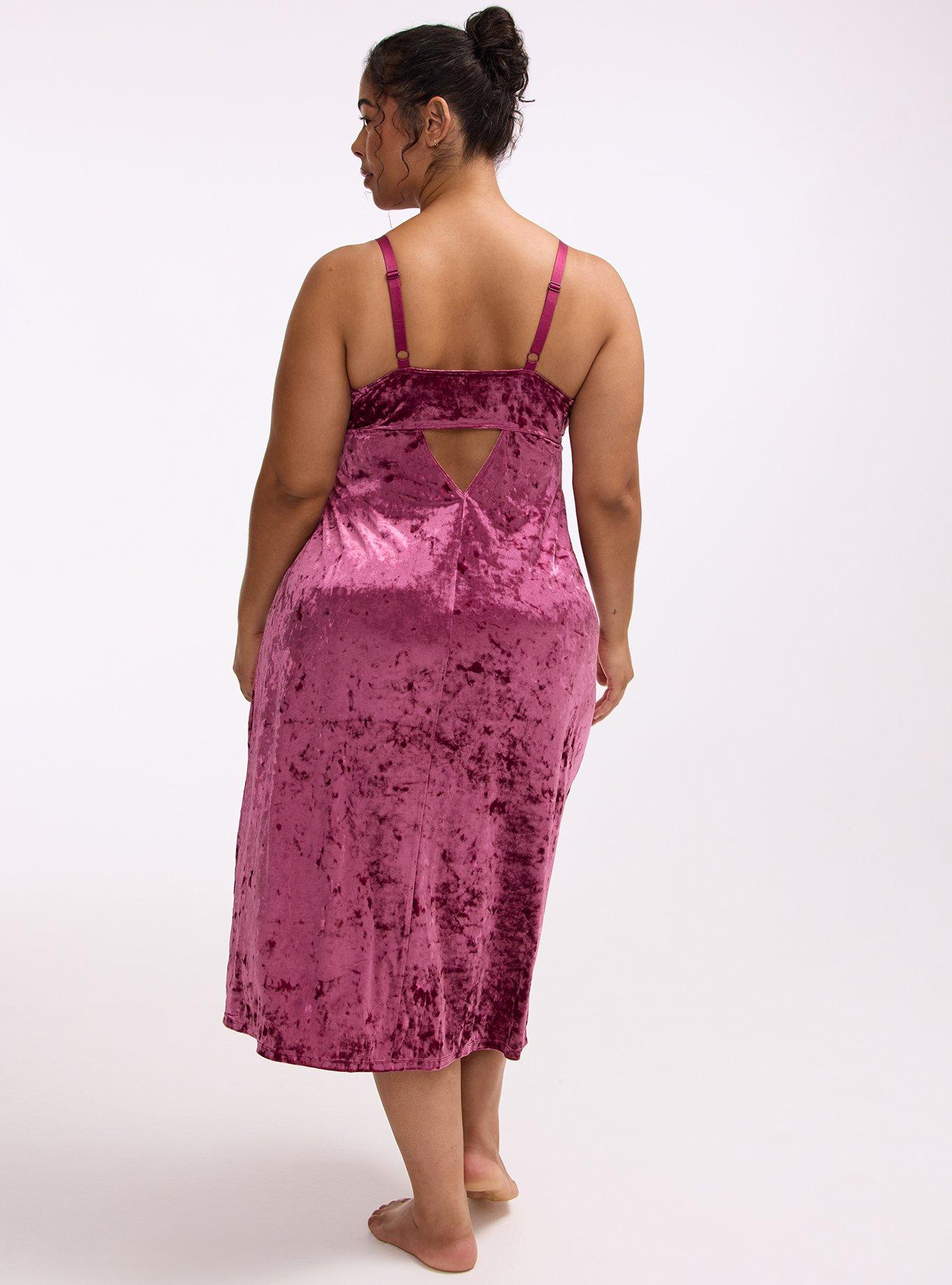 Cozy Valentina & Velour Tea Length Slip Dress, PURPLE POTION, alternate
