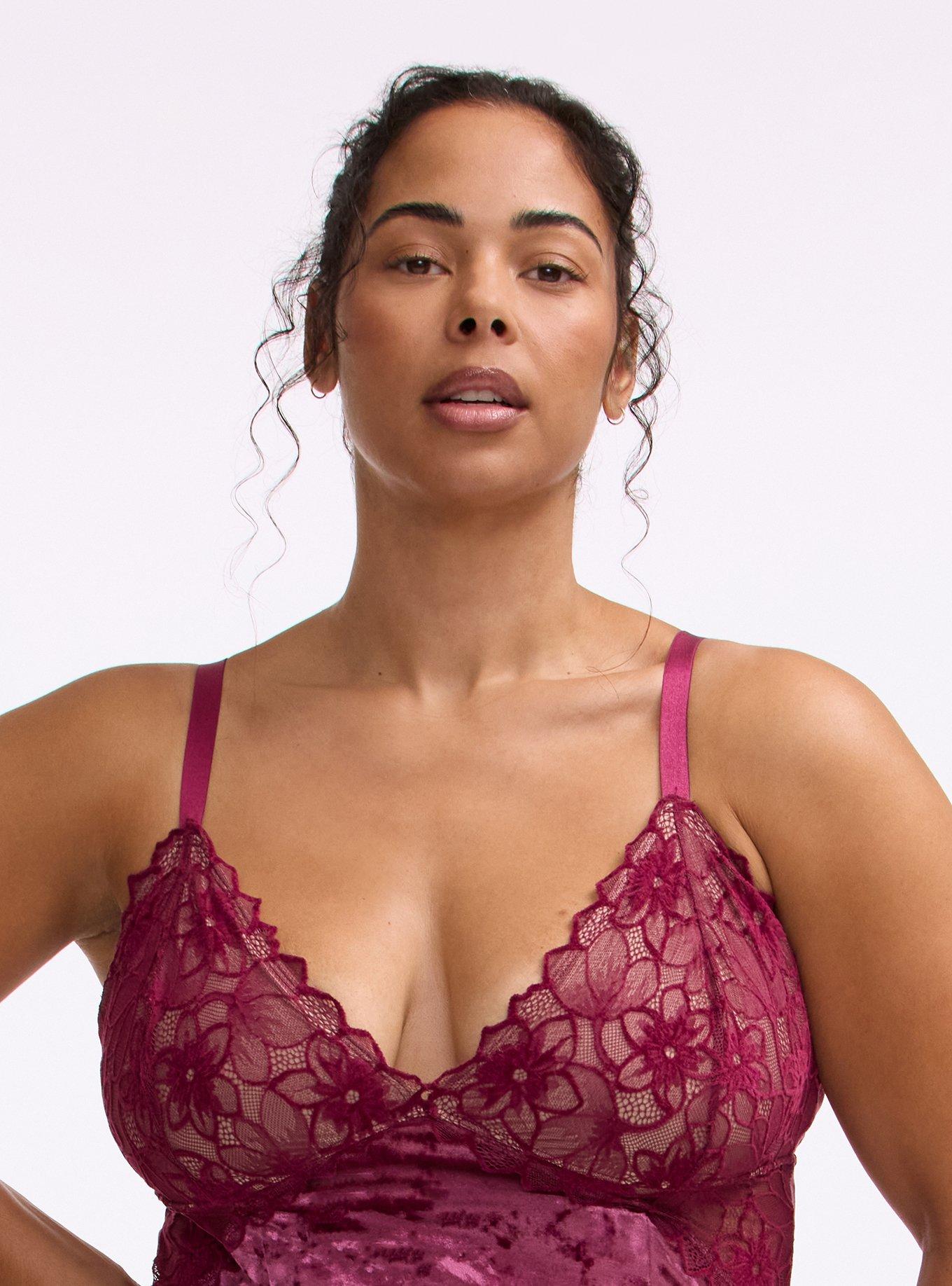 Cozy Valentina & Velour Tea Length Slip Dress, PURPLE POTION, alternate