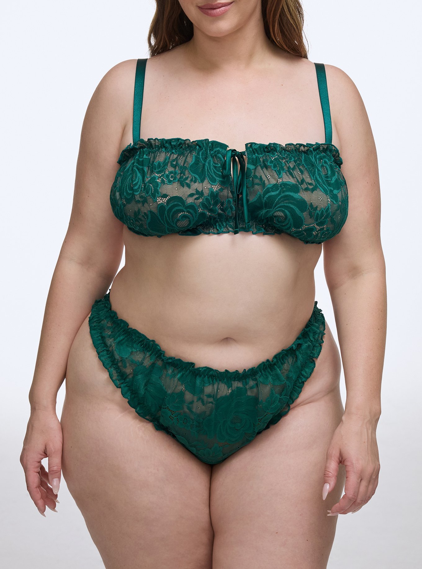 Hurricane Lace Square Neck Tie Front Bralette, BOTANICAL GARDEN, alternate