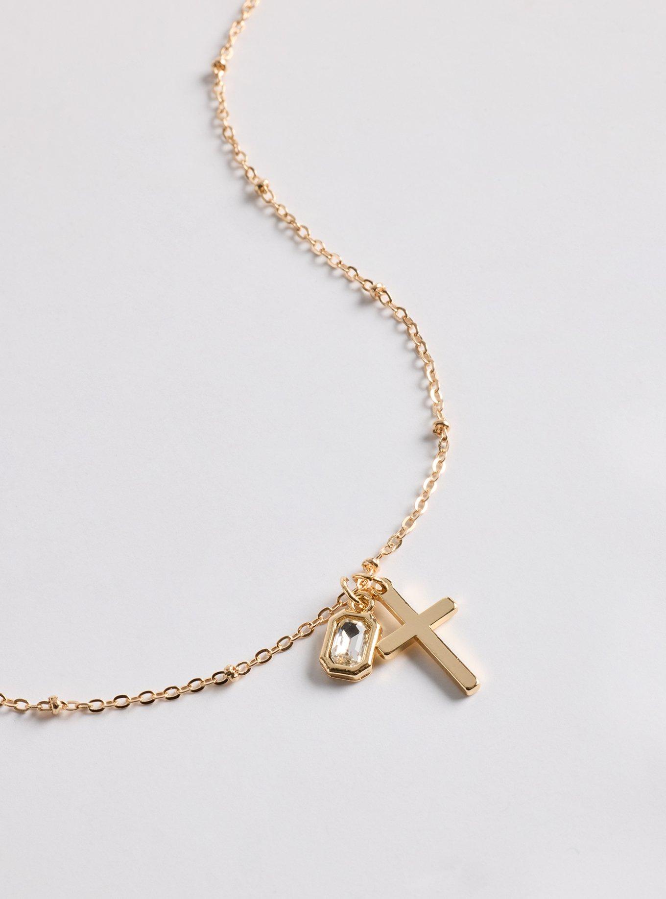 Cross Stone Necklace, , alternate