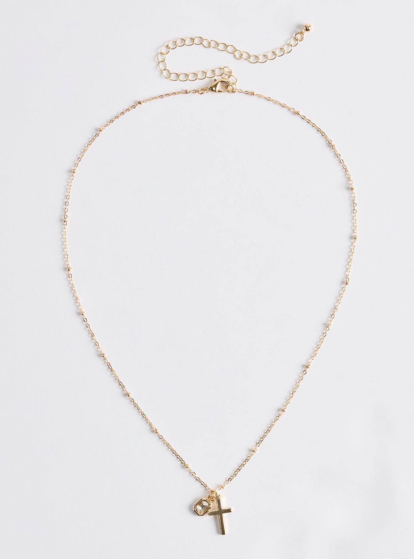 Cross Stone Necklace, , hi-res