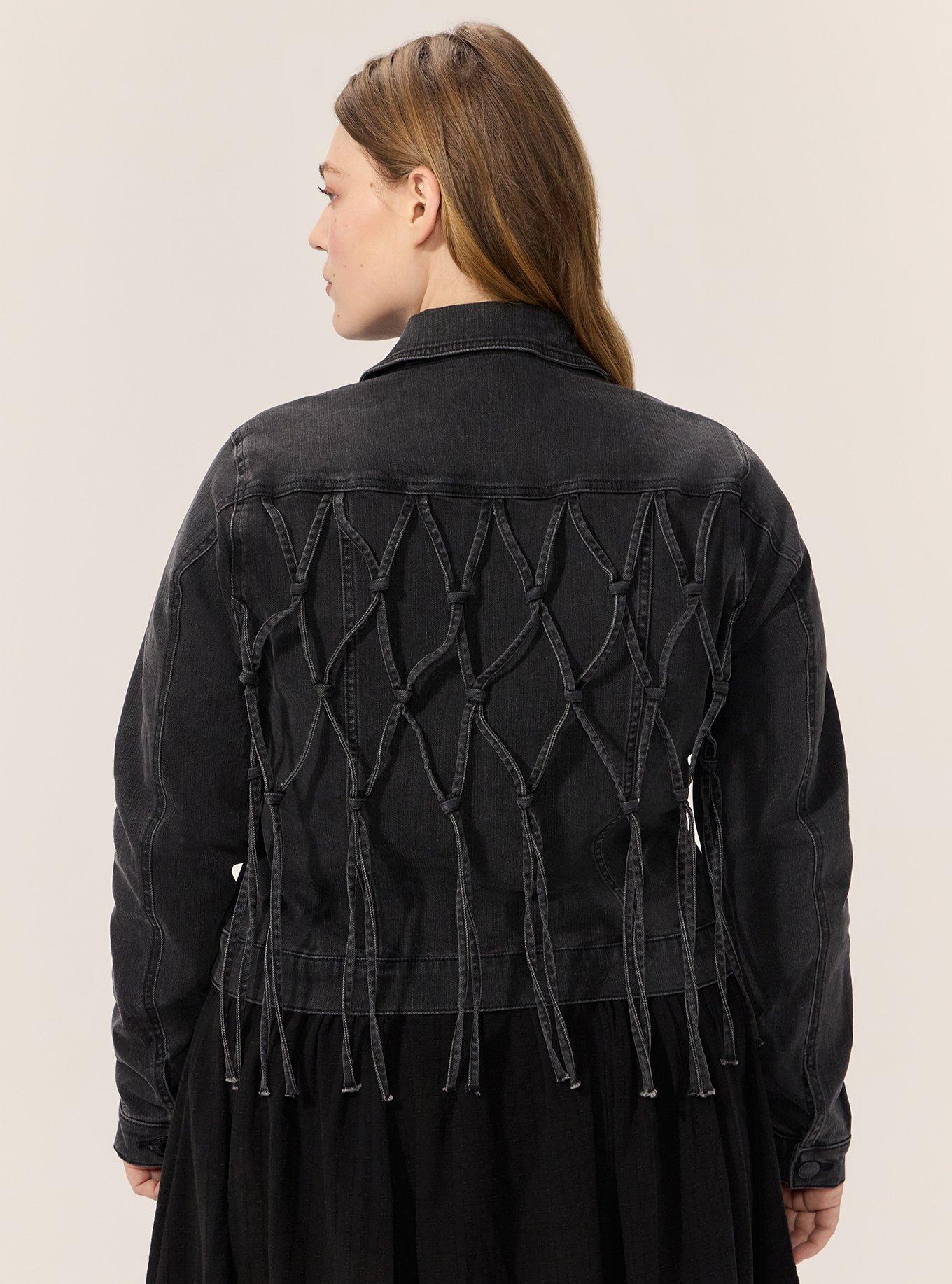 Festi Macrame Detail Trucker Jacket, WASHED BLACK, alternate