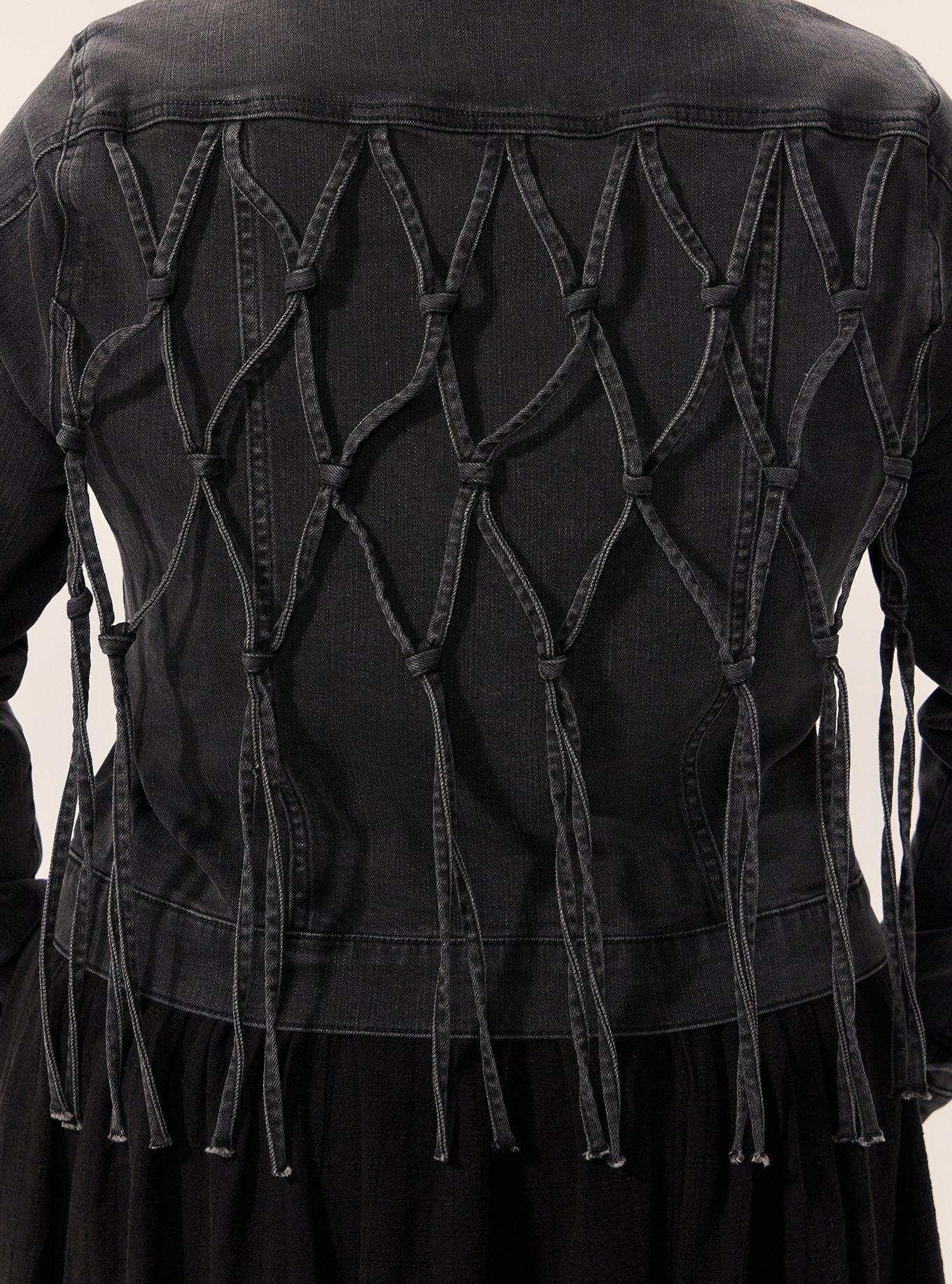 Festi Macrame Detail Trucker Jacket, WASHED BLACK, alternate