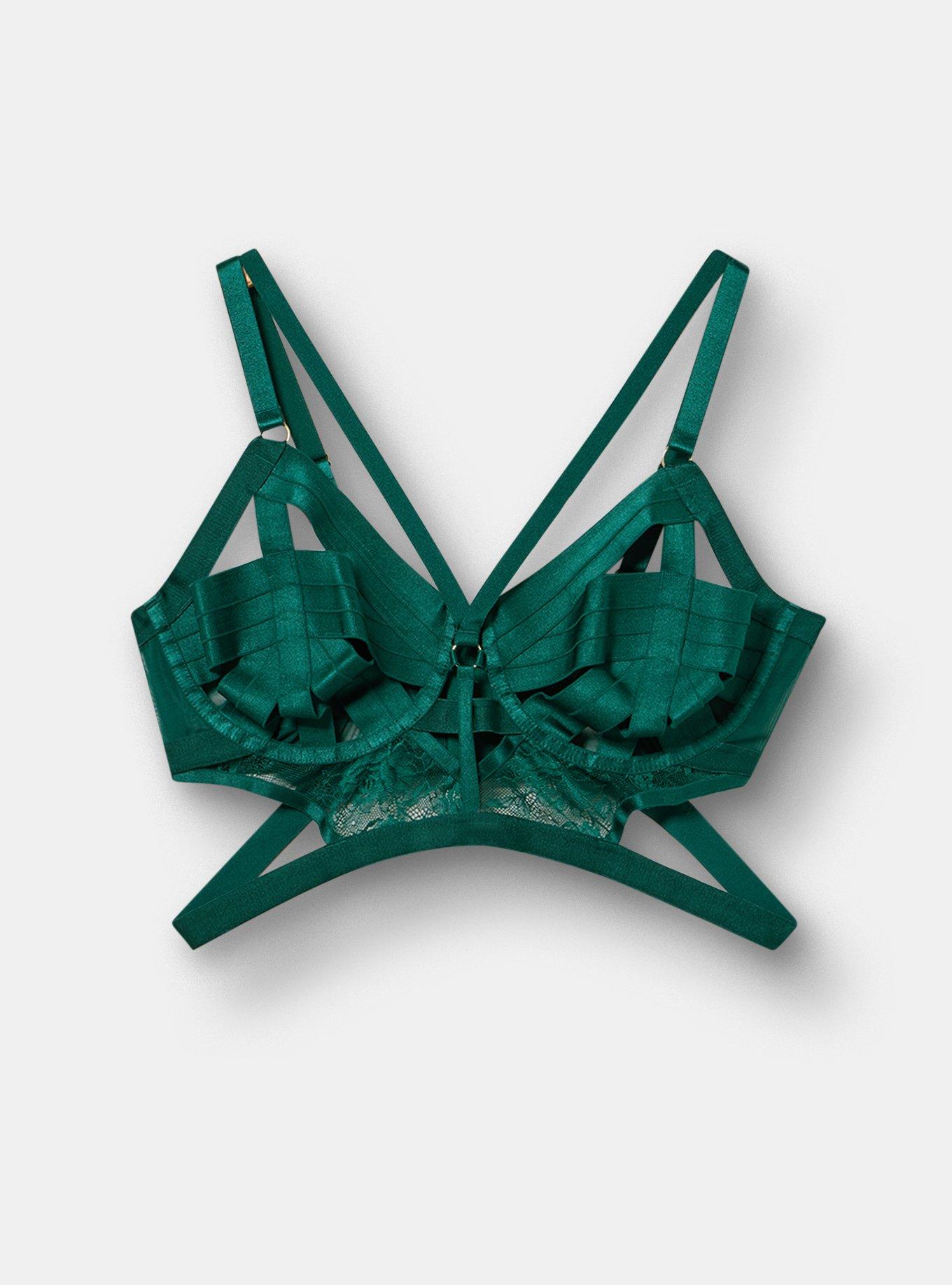 Strappy Vixen Elastic Cup Underwire Bra, BOTANICAL GARDEN, flat