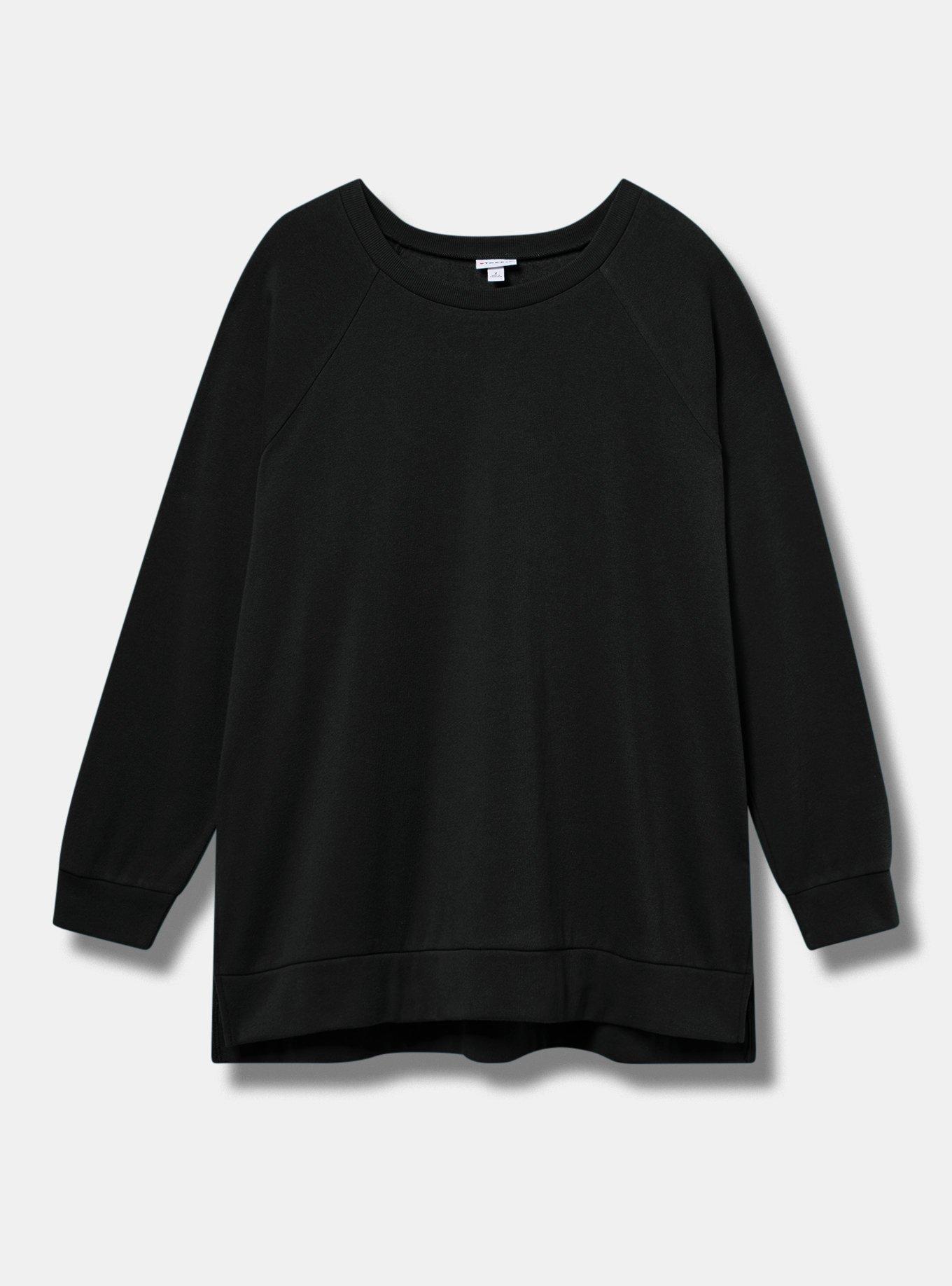 TRU Super Soft Fleece Tunic Sweatshirt, DEEP BLACK, flat