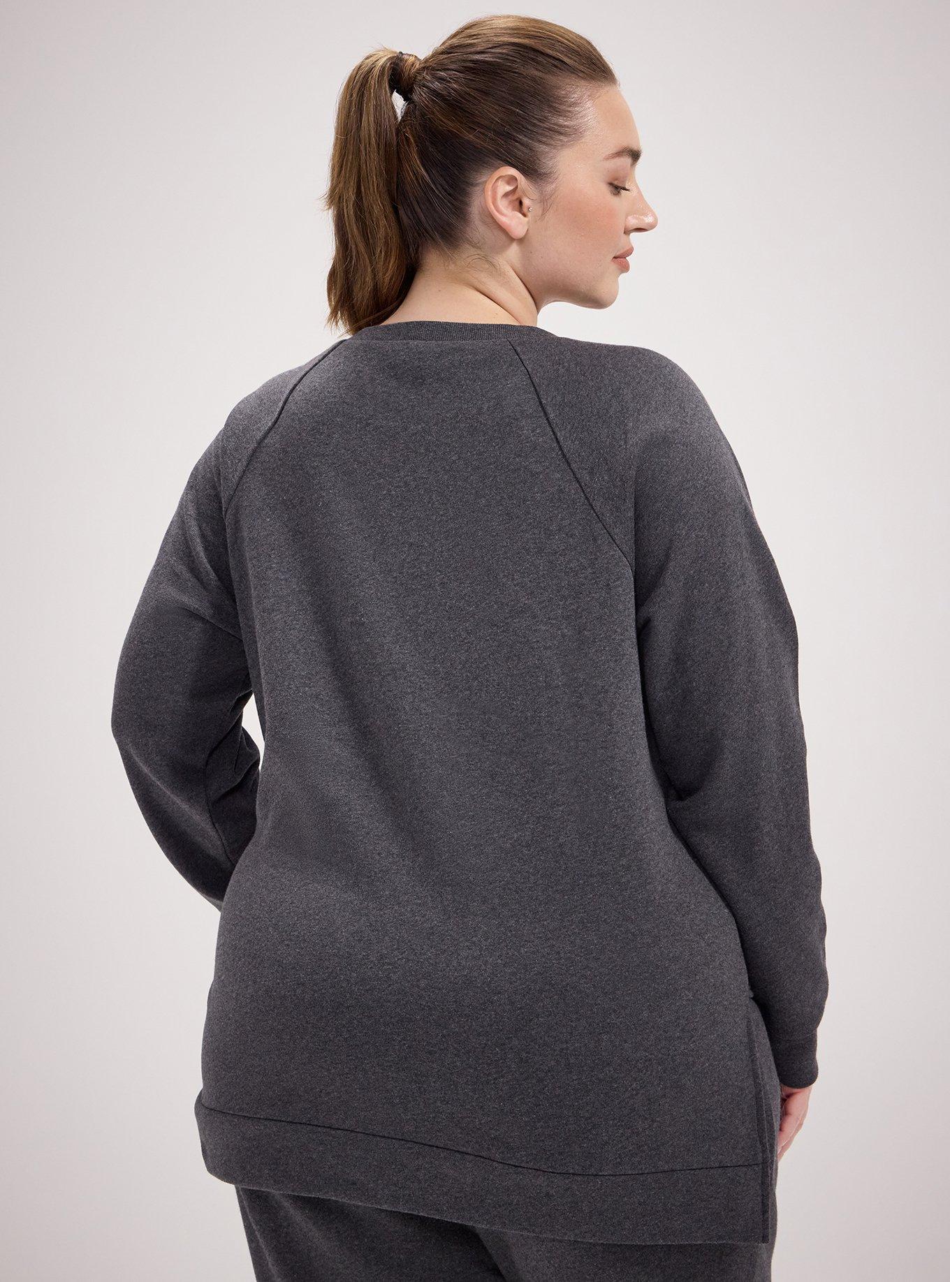 TRU Super Soft Fleece Tunic Sweatshirt, CHARCOAL HEATHER, alternate
