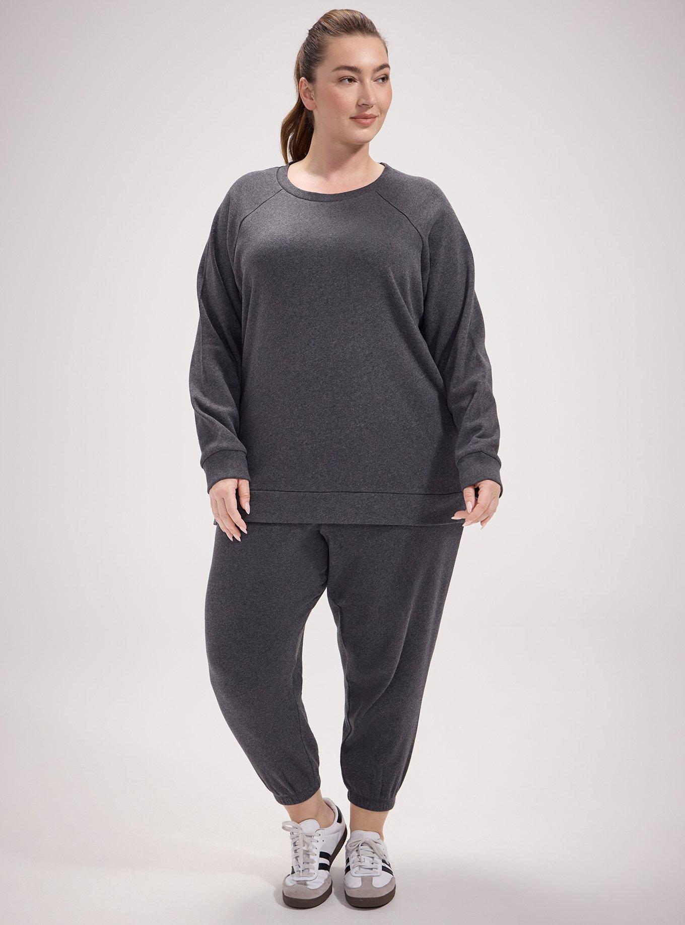 TRU Super Soft Fleece Tunic Sweatshirt, CHARCOAL HEATHER, alternate