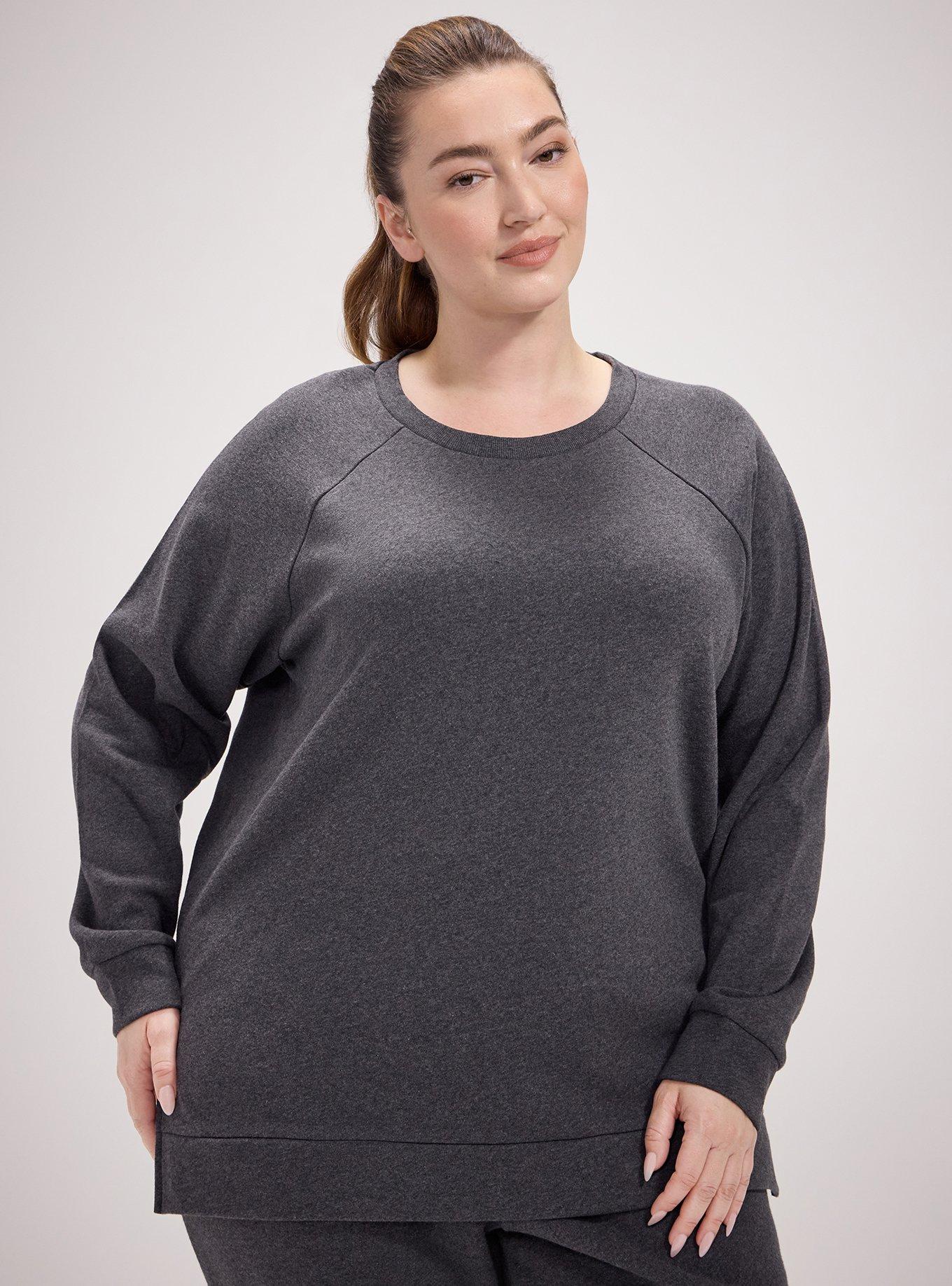 TRU Super Soft Fleece Tunic Sweatshirt, CHARCOAL HEATHER, hi-res