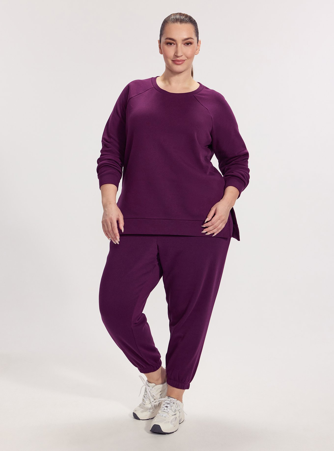 Plus Size TRU Super Soft Fleece Tunic Sweatshirt, WINTER BLOOM, alternate