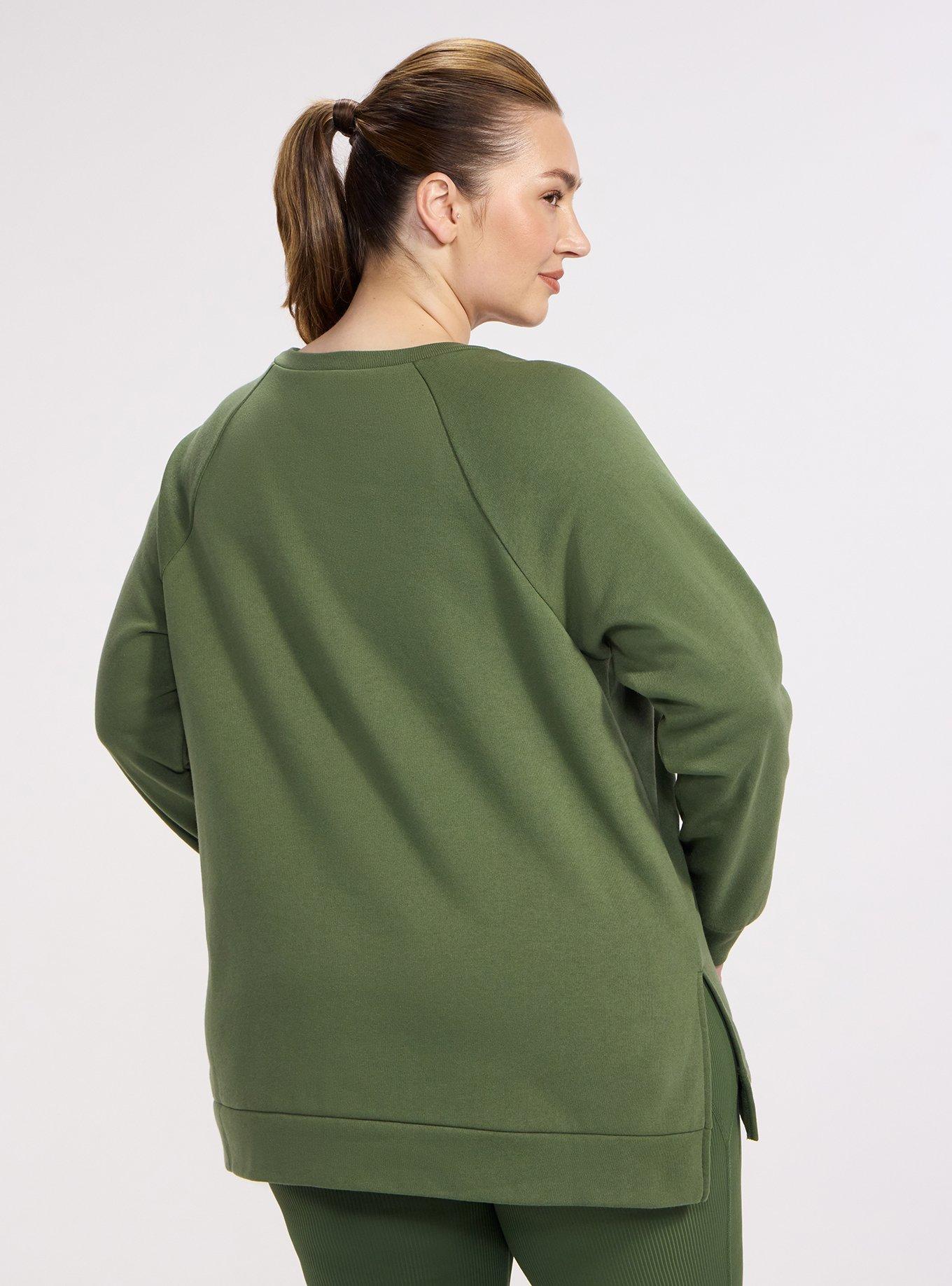 TRU Super Soft Fleece Tunic Sweatshirt, BRONZE GREEN, alternate