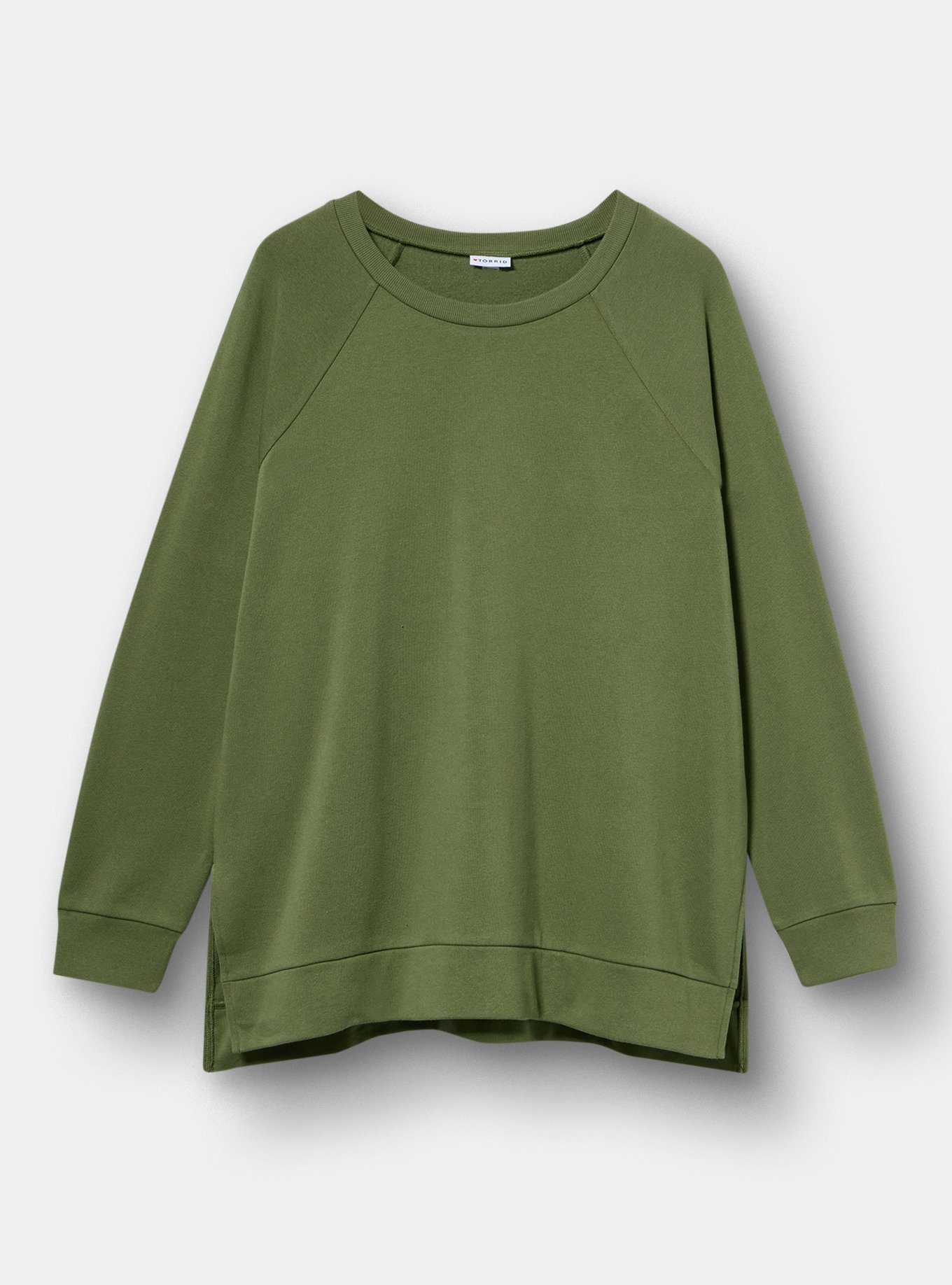 TRU Super Soft Fleece Tunic Sweatshirt, BRONZE GREEN, flat