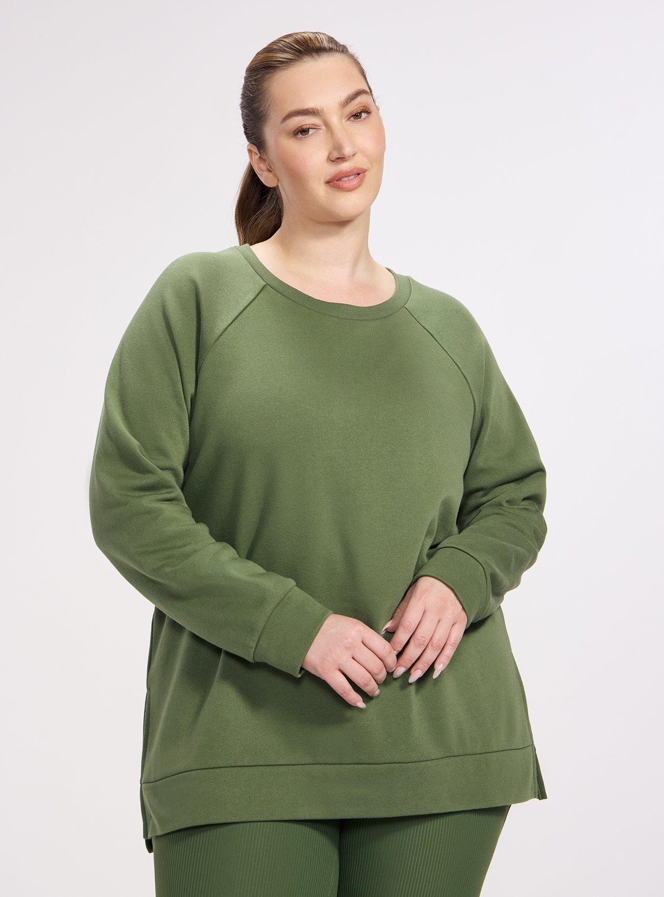 TRU Super Soft Fleece Tunic Sweatshirt, BRONZE GREEN, hi-res