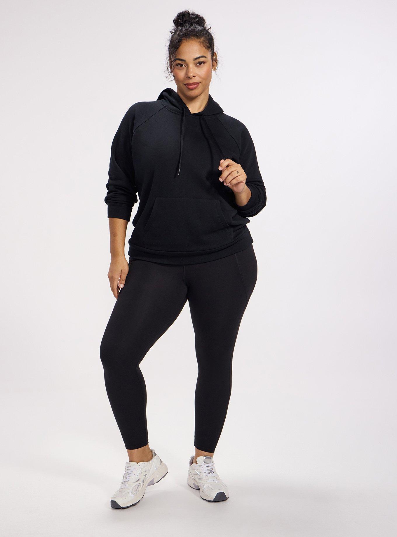 TRU Super Soft Fleece Raglan Active Hoodie, DEEP BLACK, alternate