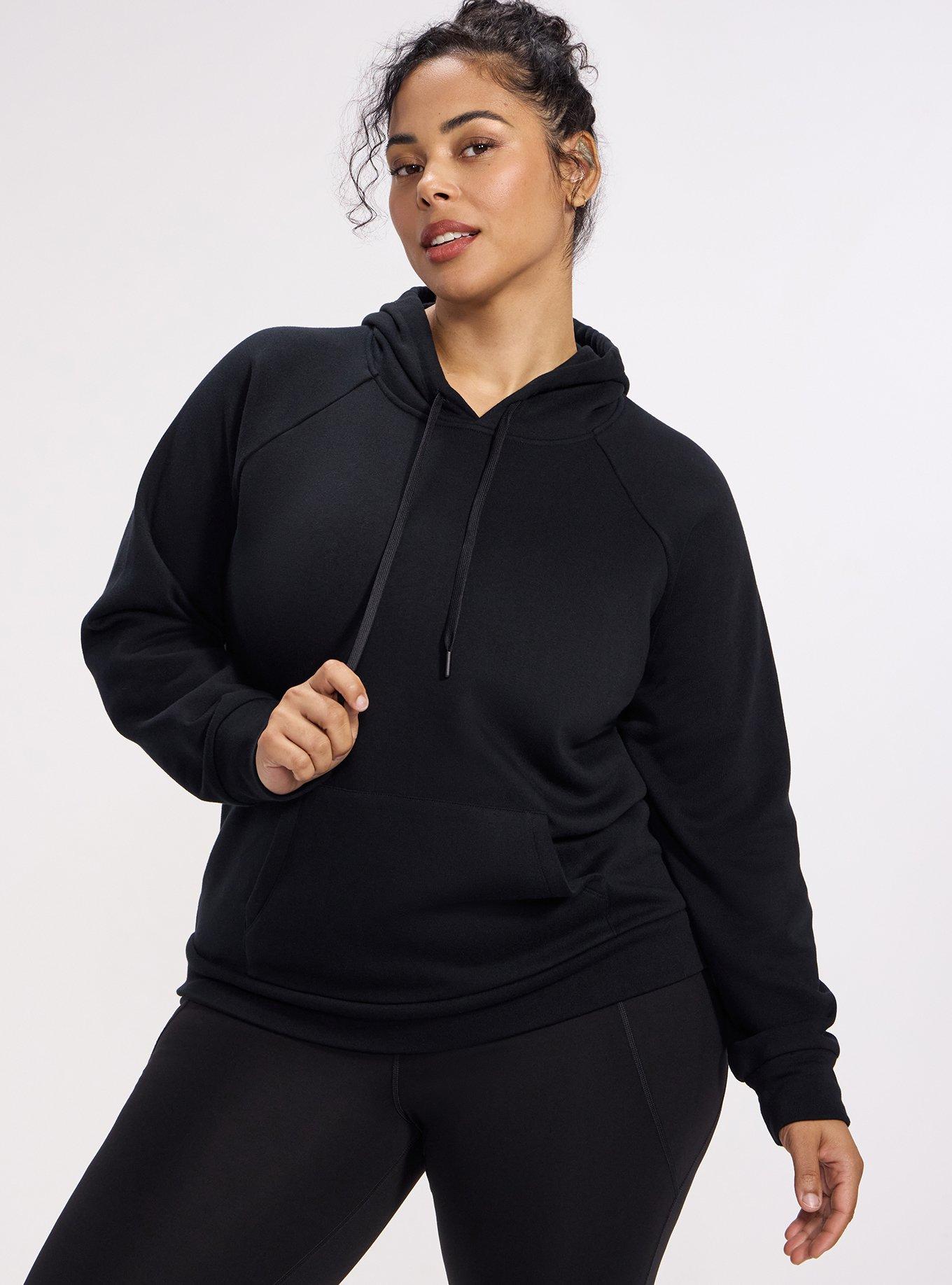 TRU Super Soft Fleece Raglan Active Hoodie, DEEP BLACK, alternate