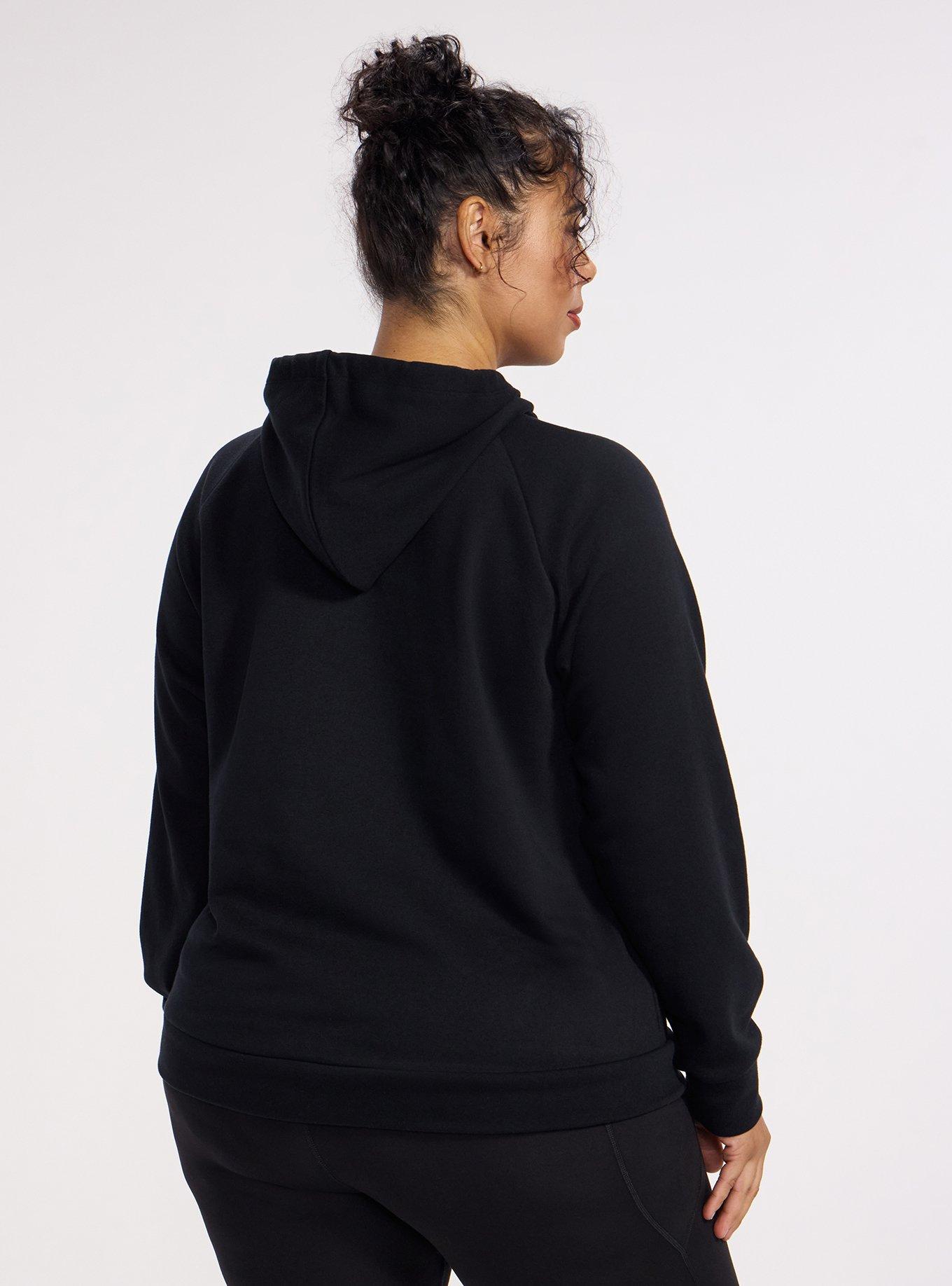 TRU Super Soft Fleece Raglan Active Hoodie, DEEP BLACK, alternate