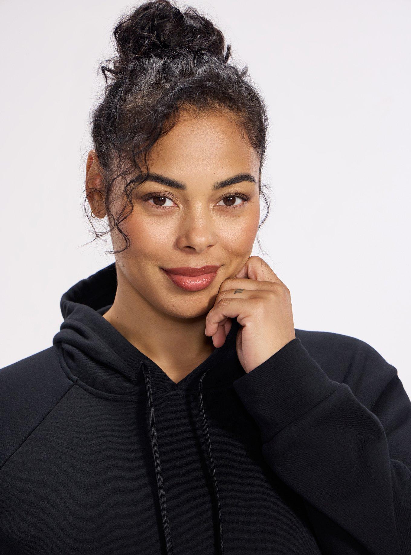 TRU Super Soft Fleece Raglan Active Hoodie, DEEP BLACK, alternate