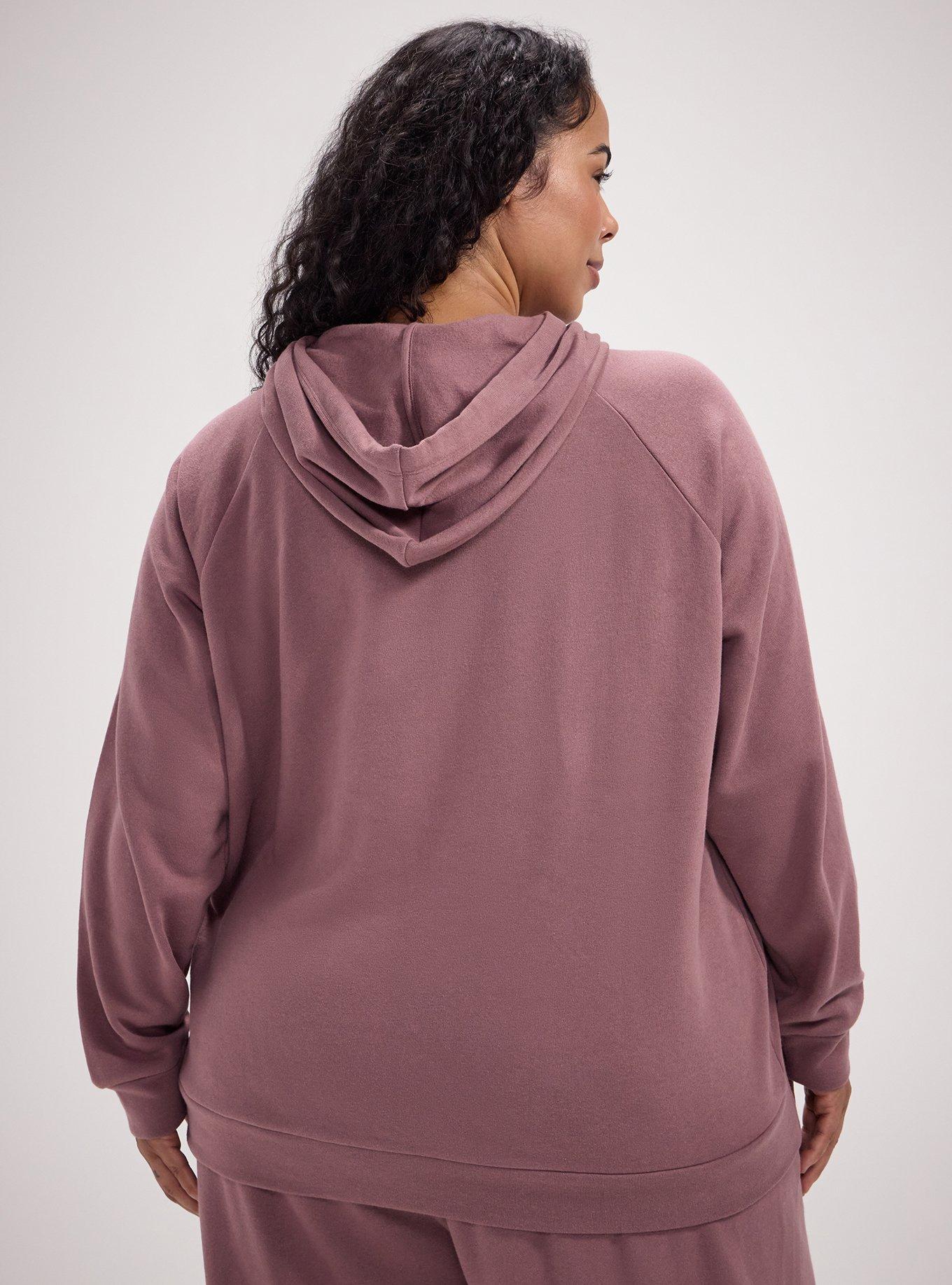 Plus Size TRU Super Soft Fleece Raglan Active Hoodie, ROSE TAUPE, alternate