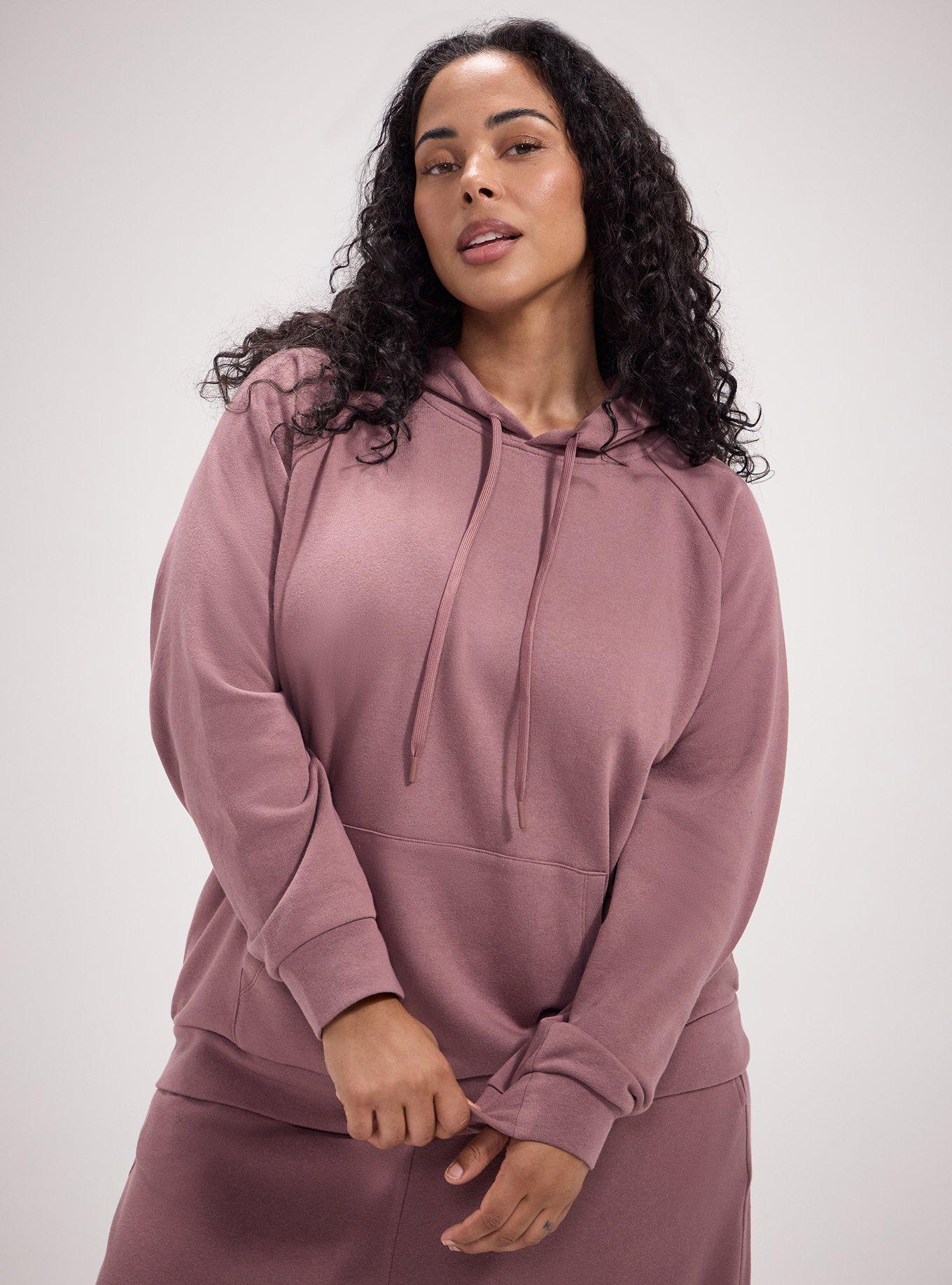 Plus Size TRU Super Soft Fleece Raglan Active Hoodie, ROSE TAUPE, hi-res