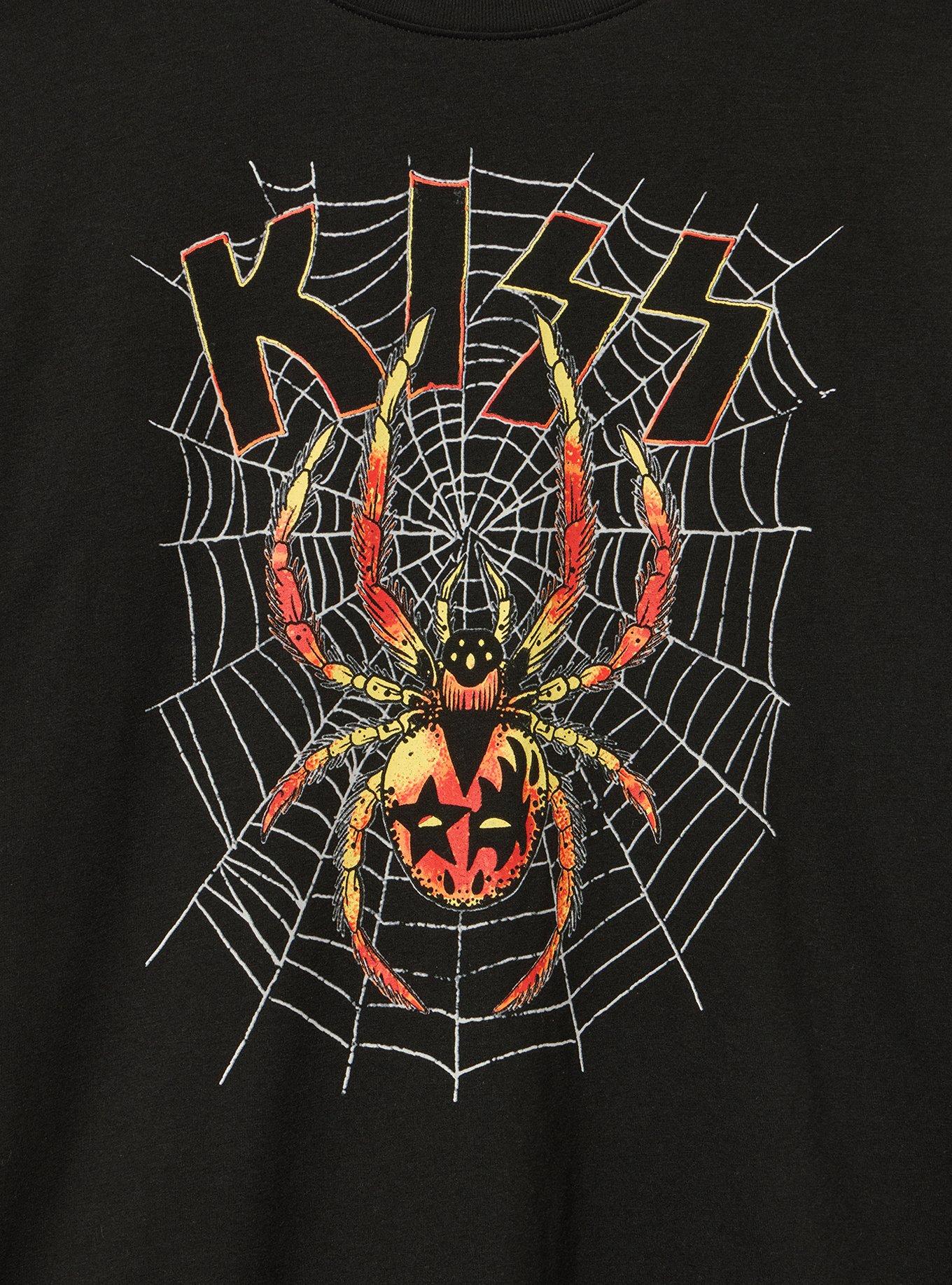 Plus Size Kiss Spider Relaxed Cotton Crew Tee, DEEP BLACK, alternate