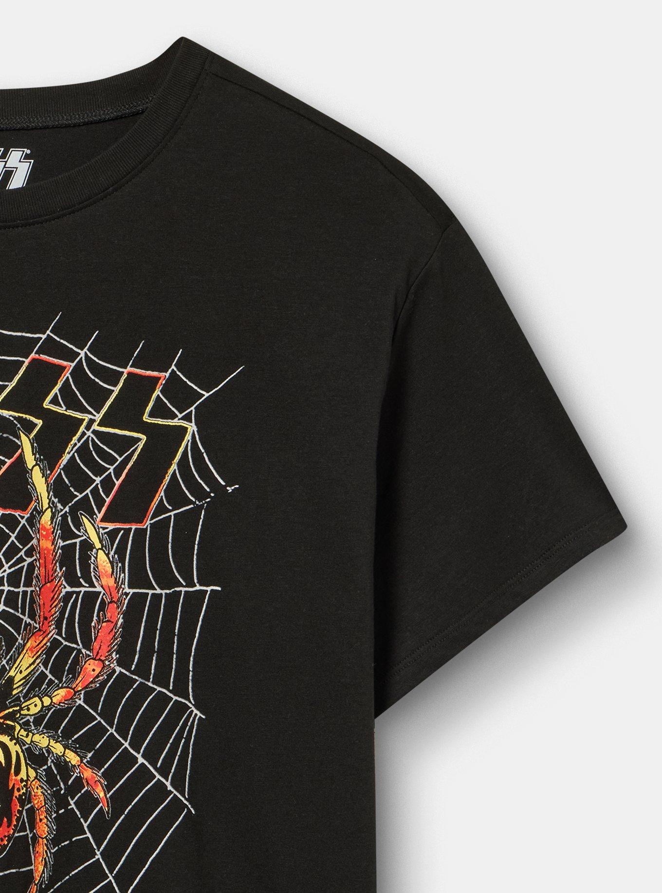 Plus Size Kiss Spider Relaxed Cotton Crew Tee, DEEP BLACK, alternate