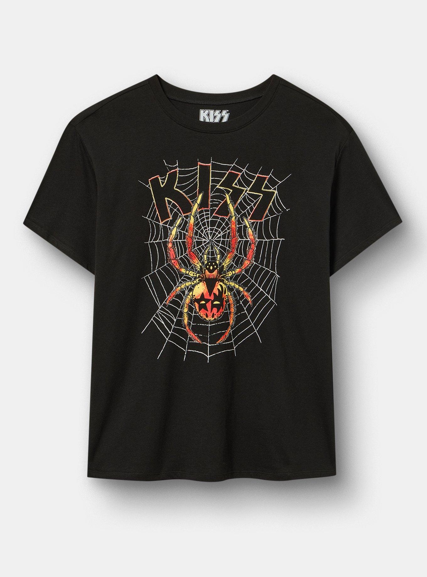 Plus Size Kiss Spider Relaxed Cotton Crew Tee, DEEP BLACK, hi-res