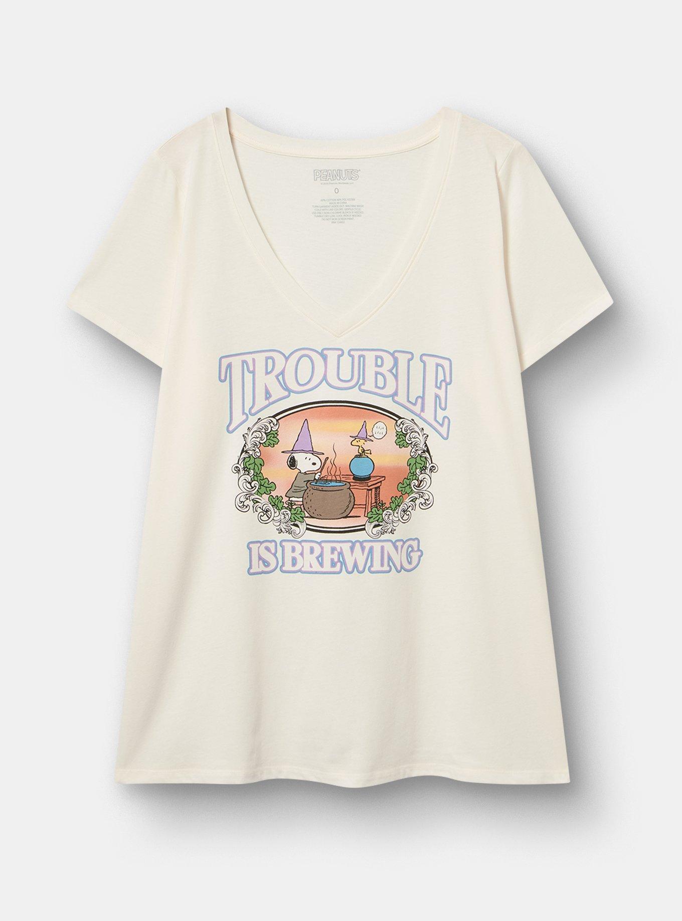 Peanuts Snoopy Witch Classic Cotton V-Neck Tee, WHISPER WHITE, hi-res
