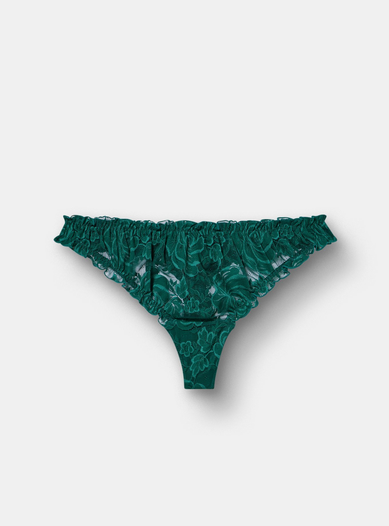 Hurricane Lace Ruffle Mid-Rise Tanga, BOTANICAL GARDEN, flat