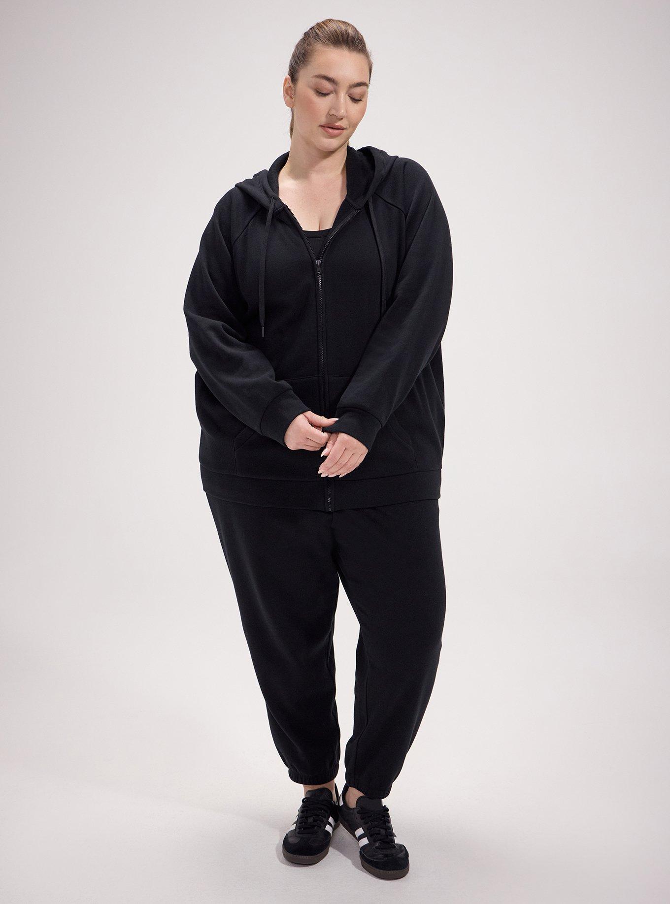 Cozy Fleece Zip-Up Hoodie, DEEP BLACK, alternate