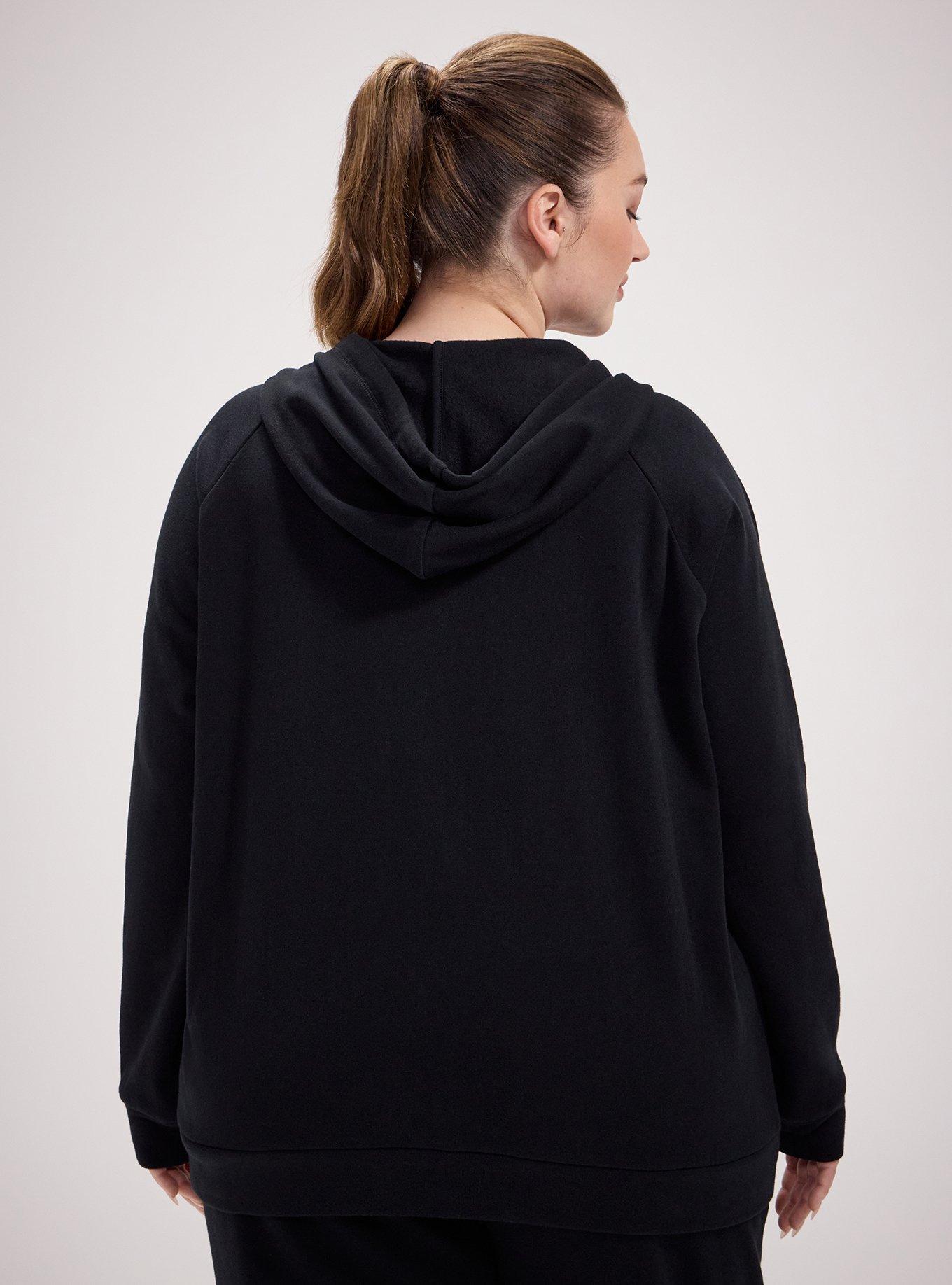 Cozy Fleece Zip-Up Hoodie, DEEP BLACK, alternate